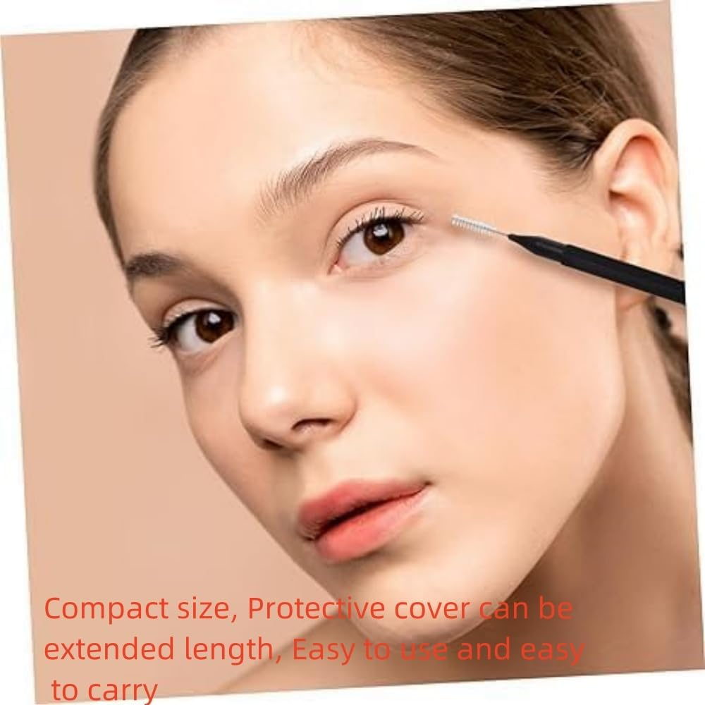 HIDOSNG 100 Pcs Micro Eyebrow Brush with Cap, Brush Eyelash Brow Brush Removing Lash Filler, Eyebrow Spoolie Lash Comb Lift Tools for Eyebrows and Eyelashes Extensions Brow Lamination(Black) image number 1