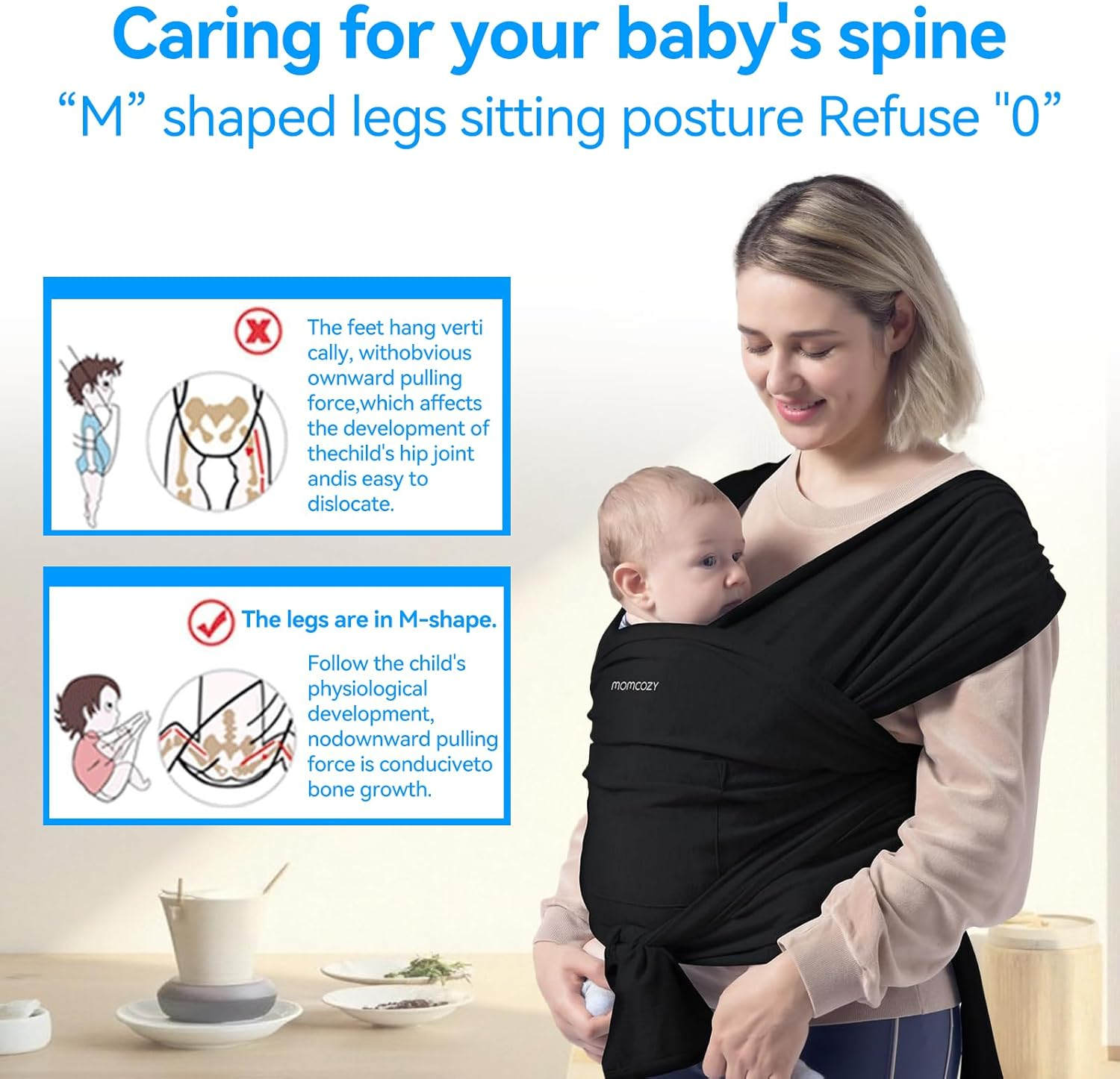 Baby Carrier &ndash; Original Newborn Carrier (For Newborns Weighing up to 22 Pounds), Soft, Safe, Hands-Free, and Ergonomically Designed, Ideal for Bonding with Your Baby, Perfect for New Parents image number 6