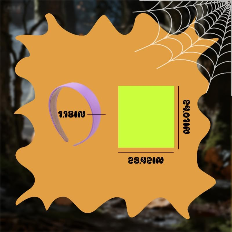 Halloween Purple Headband Green Scarf - Halloween Costume Accessories for Girls Women Cosplay Costumes for Adults Girls Women Neon Green Neck Scarf and Purple Headband for Party Cosplay Costume Set image number 2