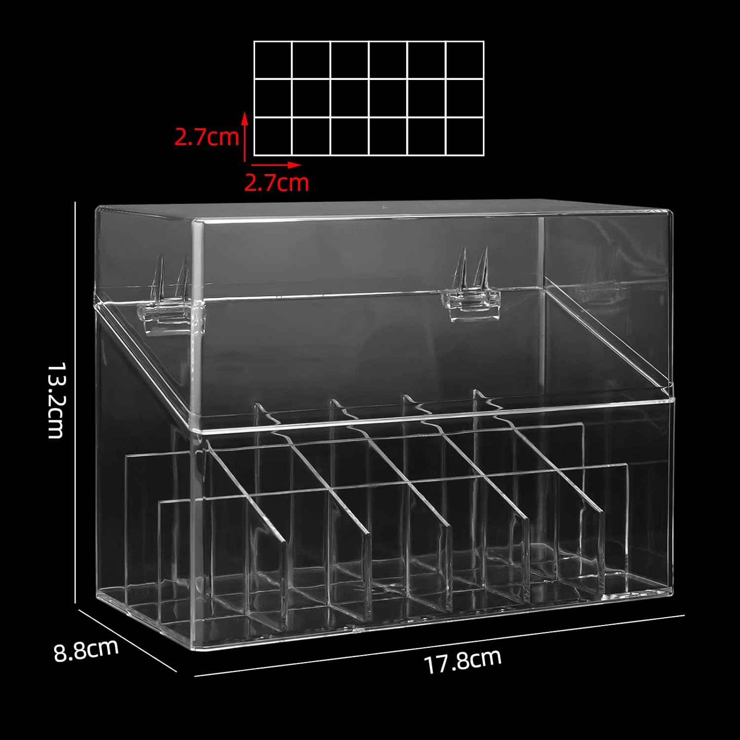 ATOMUS Lipstick Holder Display Case, 18 Slots Lipstick Organizer Storage with Dust Cover Transparent Acrylic Cosmetic Makeup Lipgloss Rack Holder