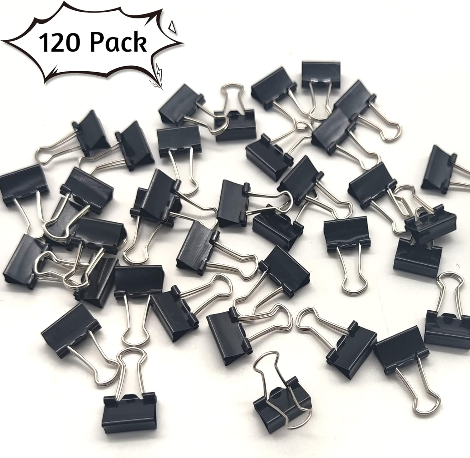 120 Pack Mini Binder Clips, Black Binder Clips, Small Paper Clips 15Mm 5/8 Inch. Micro Size Office Clips for Home School Office and Business. image number 3