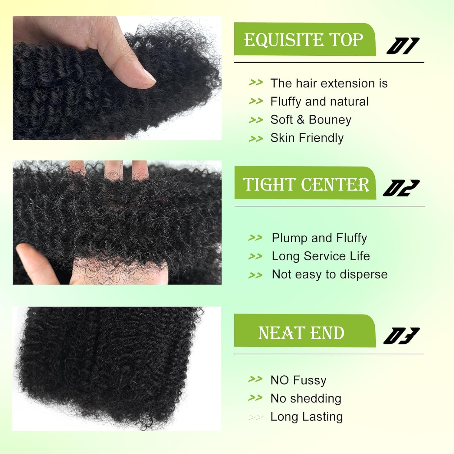 16 Inch Afro Kinkys Bulk Human Hair Kinky Curly Braiding Hair for Mini Twist 50G/Pack Natural Black 4C Dreadlock Extensions for Permanent Sister Locs/Mini Twists/Braids/Repair Can Dye and Bleach image number 2