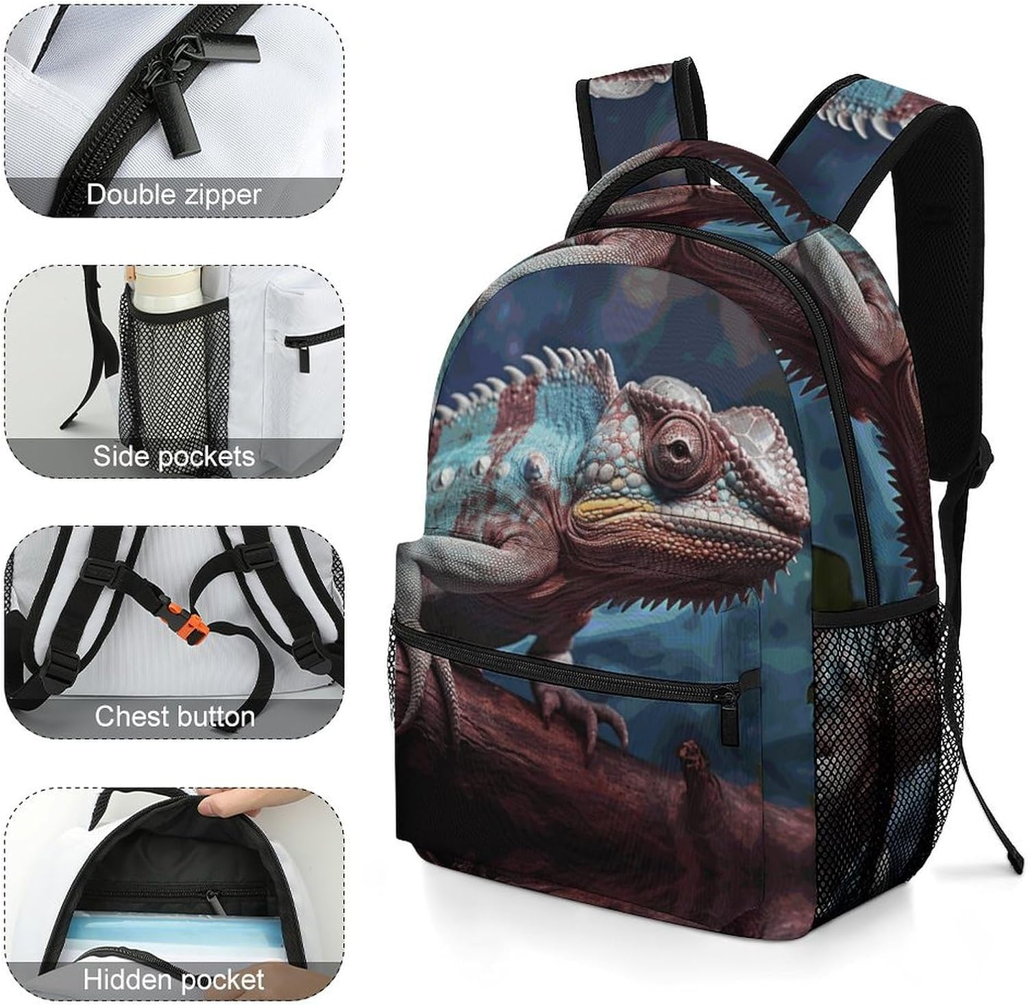 Dwrepo Backpack Wild Animals Laptop Backpack with Adjustable Shoulder Straps Casual Daypack for Men Women, White, One Size, Travel Backpacks
