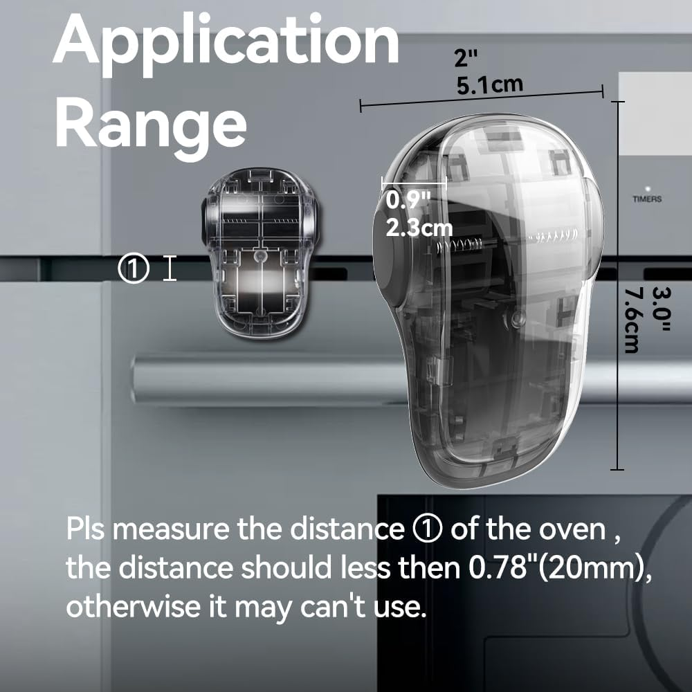 EUDEMON Child Safety Heat-Resistant Oven Door Lock, Oven Front Lock for Kids Easy to Install, Use 3M Adhesive,No Screws or Drill (Clear-Black) image number 4