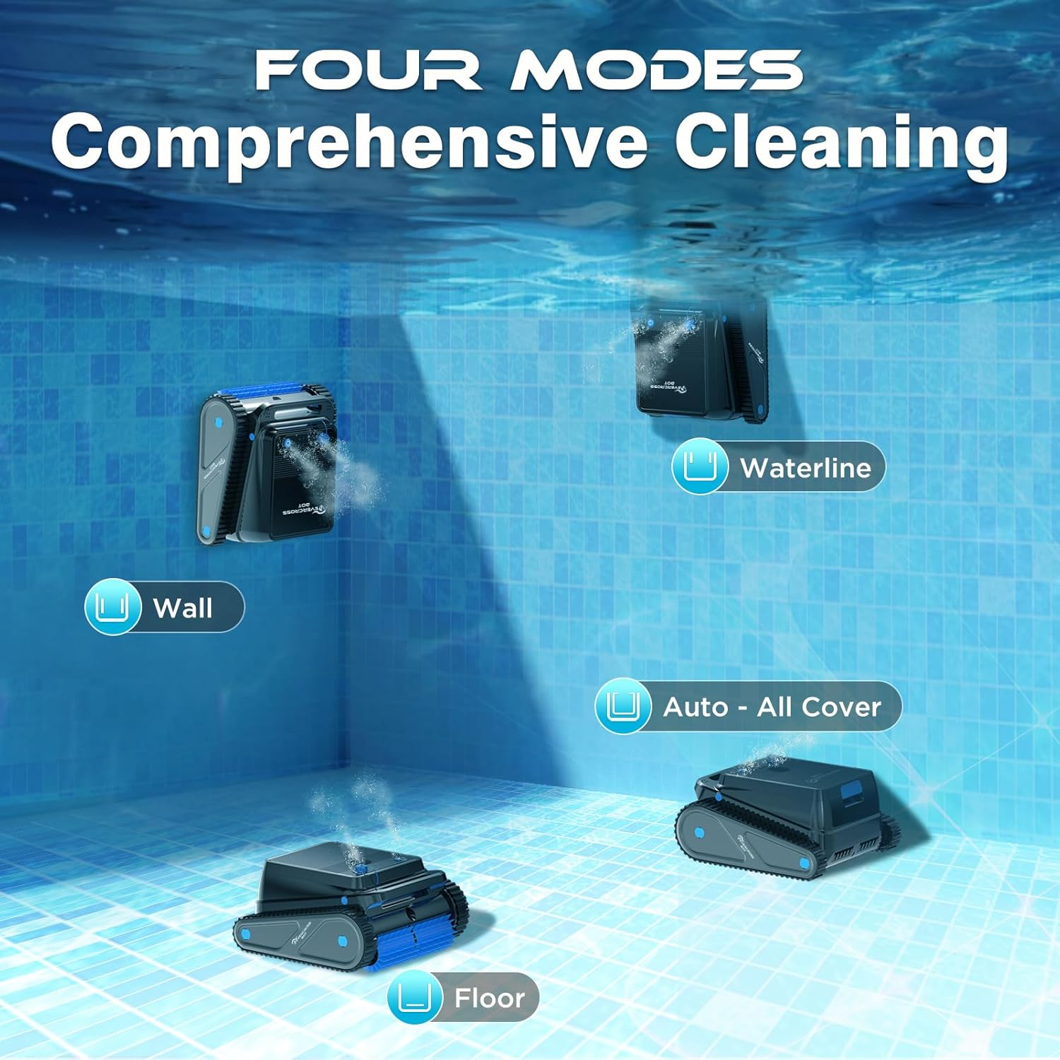 U8 Cordless Robotic Pool Cleaner, Automatic Route Planning and Docking, Four Cleaning Modes-Floor/Wall/Waterline/Auto with App Control, 120 Mins Lasting, Ideal for Pools up to 200㎡ image number 6