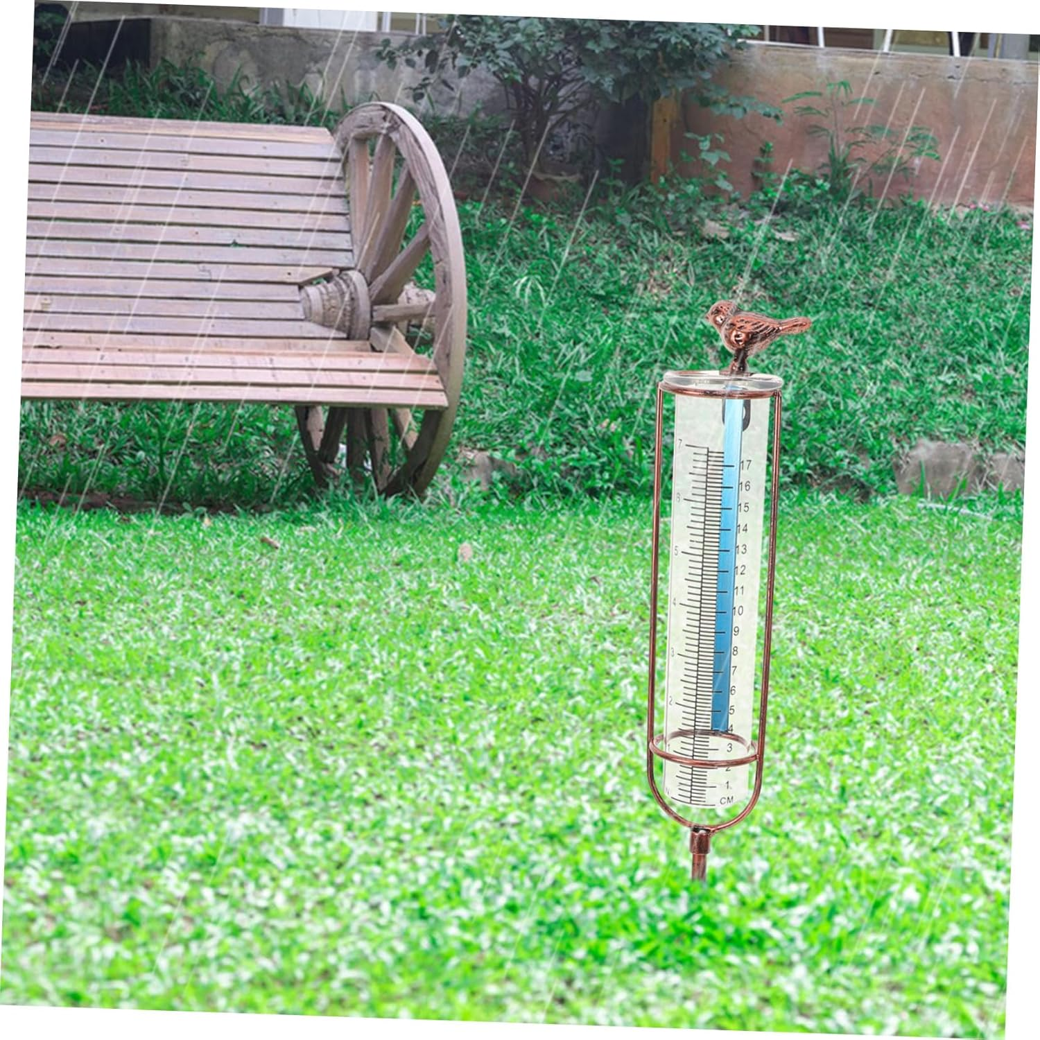 Replacement Rain Gauge Tube Glass and Iron Outdoor Measurement Tool with Red Gasket for Garden Lawn Weather-Resistant Digital Rain Gauge Tube image number 2