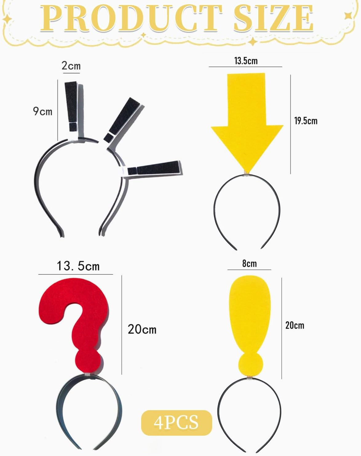 KGDUYC Set of 4 Headbands, Arrow, Headband, Christmas Decoration, Fabric, Christmas, Miss Aerial Head, Christmas Headband, Christmas Headband, Question Mark, Exclamation Mark, Arrow Hairpin