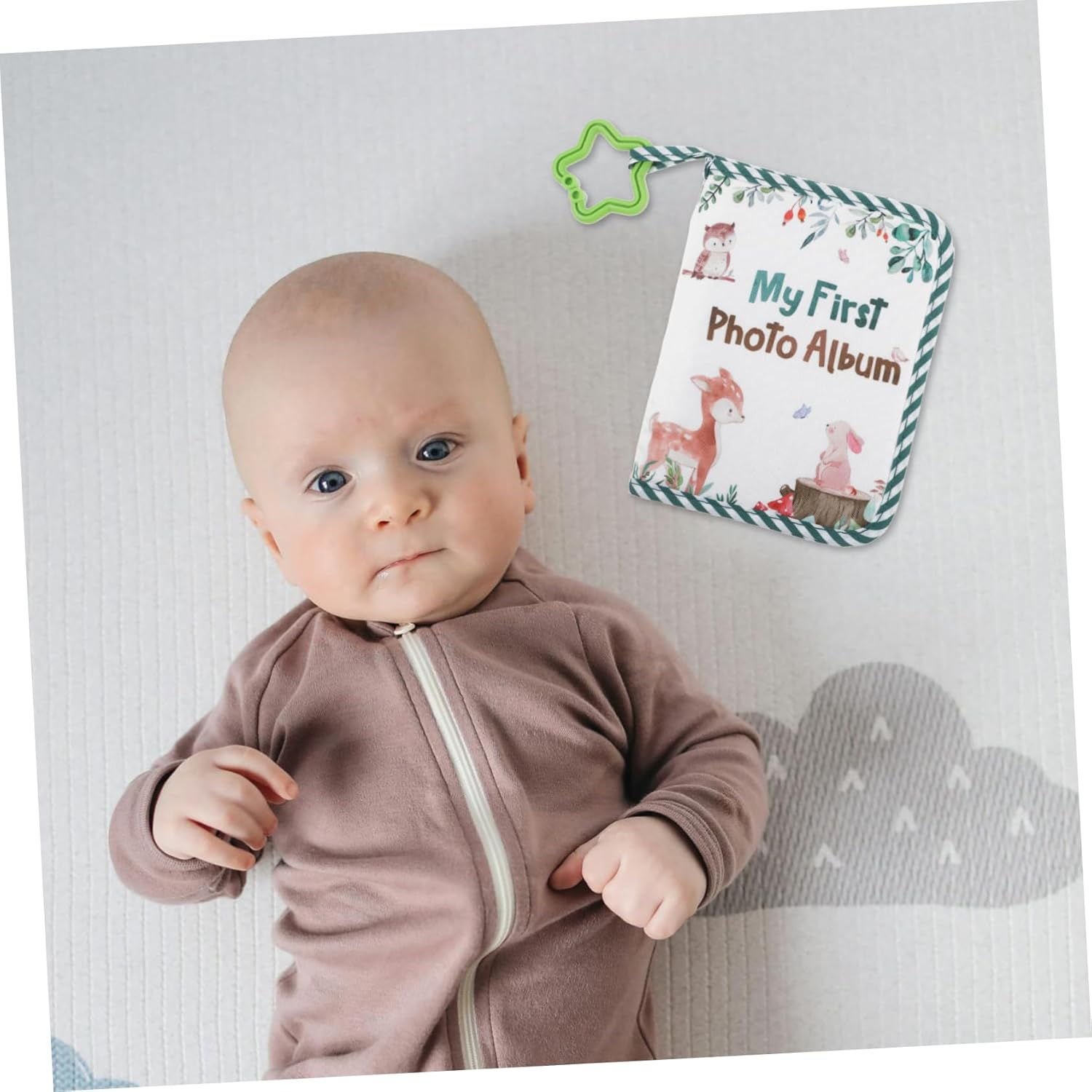 Toyvian Soft Cloth Photo Album Adorable Cartoon Elk Design Multipage Scrapbook for Newborns Safe Durable Keepsake for Showers for First