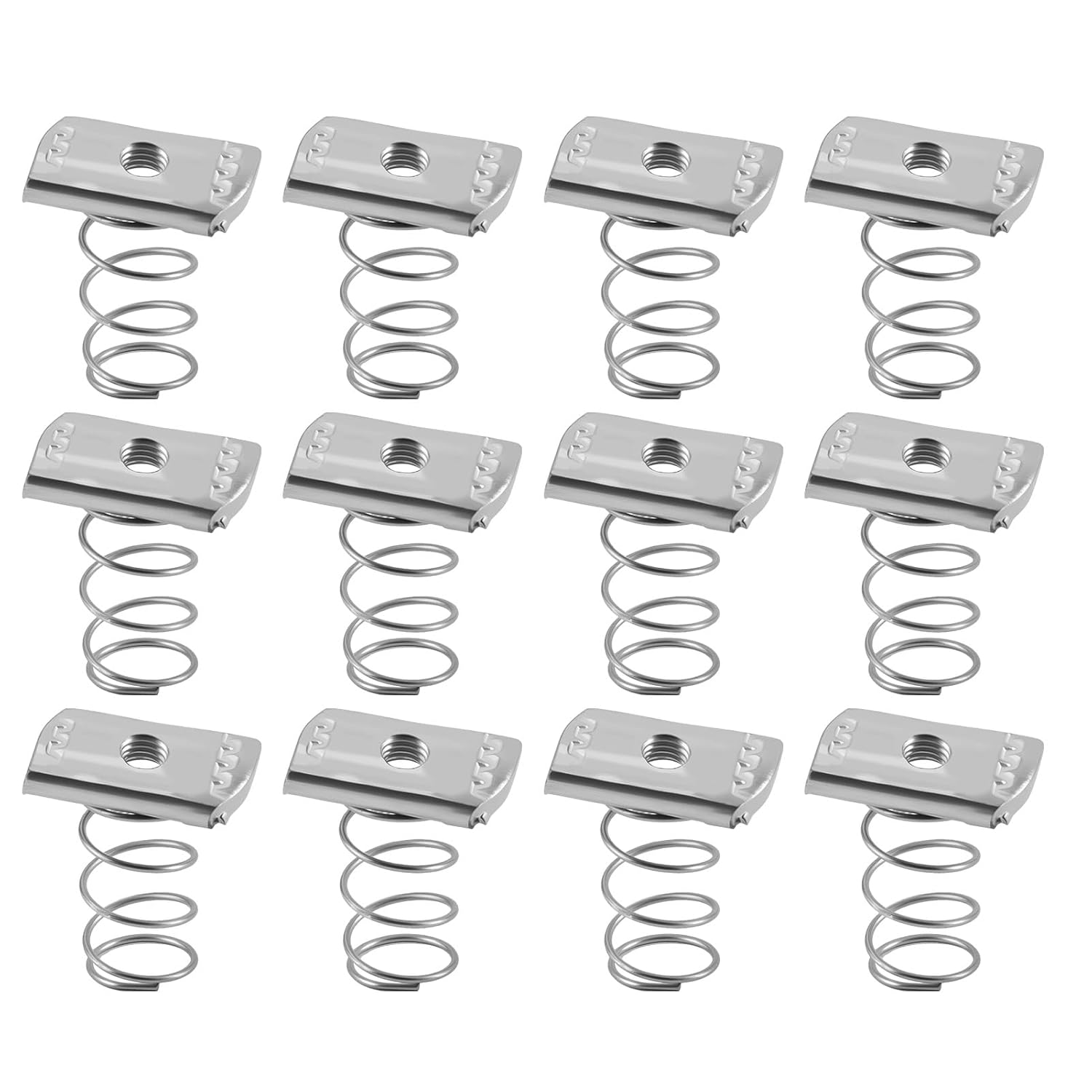 12 Pcs M8 Galvanized Spring Nut, High-Strength C-Shaped Steel Strut Channel Nuts, Durable & Corrosion-Resistant Spring Channel Nut Silver Finish, Ideal for Electrical, HVAC & Construction