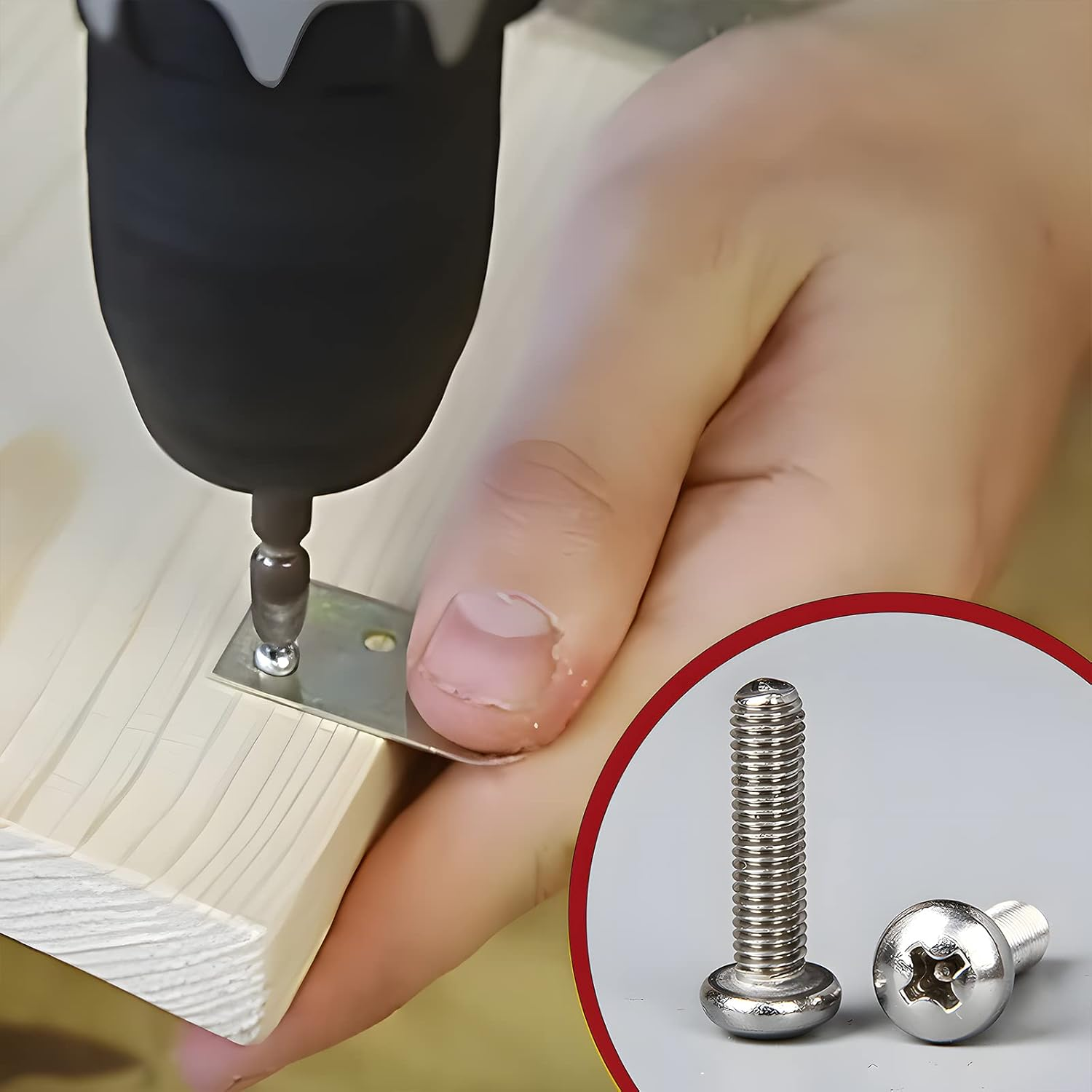 Zmbroll #8-32 185Pcs Phillips Pan Head Machine Screws 304 Stainless Steel Machine Screw Full Thread Fasteners Bolts Nuts and Washers Assortment Kit image number 1