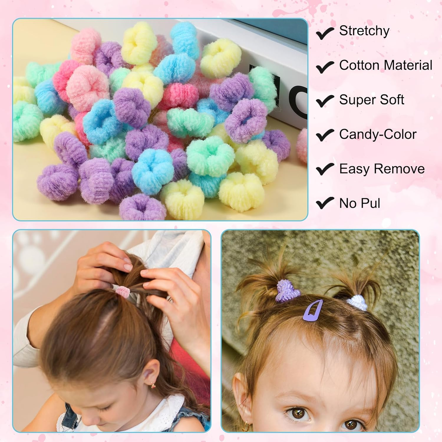 YBEATY Pack of 400 Baby Hair Bobbles Soft Fluffy Toddler Elastic Thin Hair Bobbles Colourful Wrinkle Free for Little Girls Children image number 3