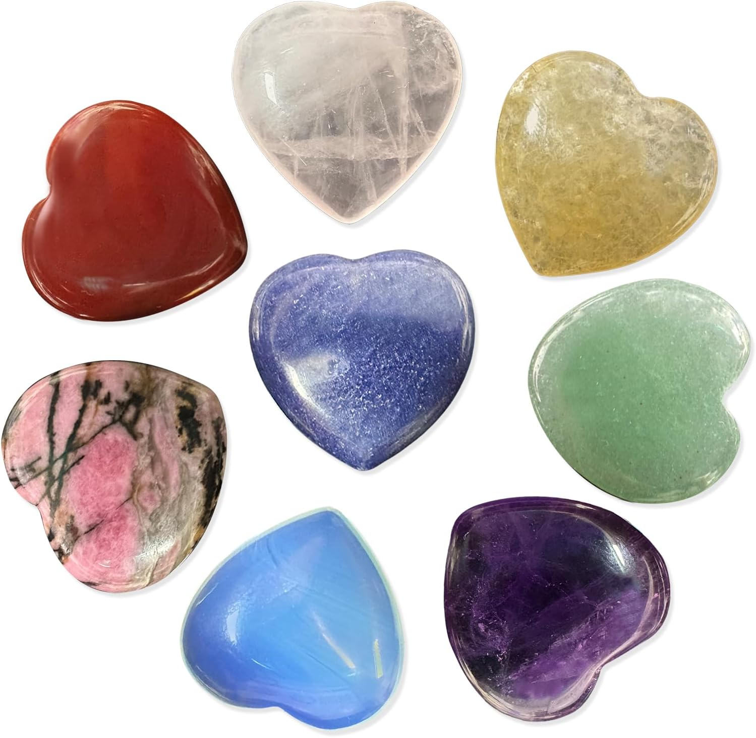 Natural Heart Stones, 8 PCS Spiritual Gemstone for Yoga, Meditation to Relieve Anxiety, Stress (8 Kinds) image number 6