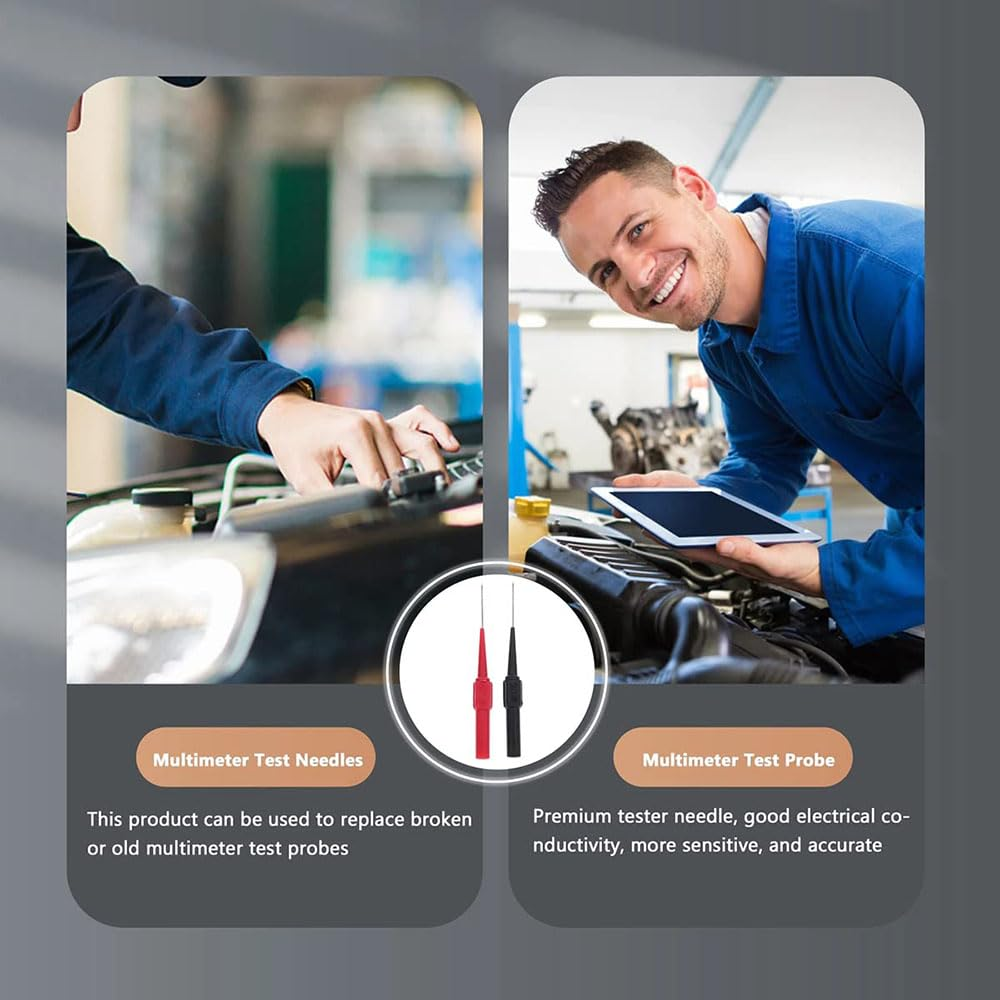 Multimeter Probes Kit,10 Pcs Needle Test Probes with 0.7Mm Insulation Pins, Non Destructive Wire Piercing for Automotive and Electronics Durable Multimeter Probe Set (Safe and Precise) image number 2