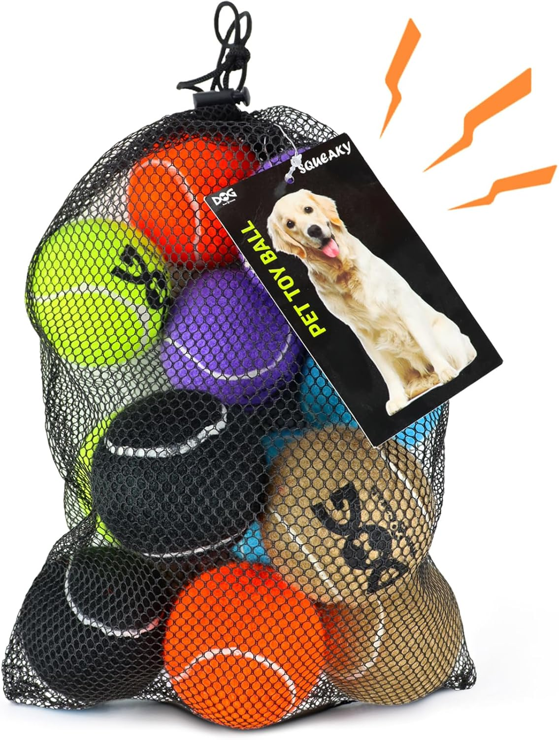 Insum Squeak Tennis Ball for Dog Pack of 12 Colorful Easy Catching Pet Dog Ball