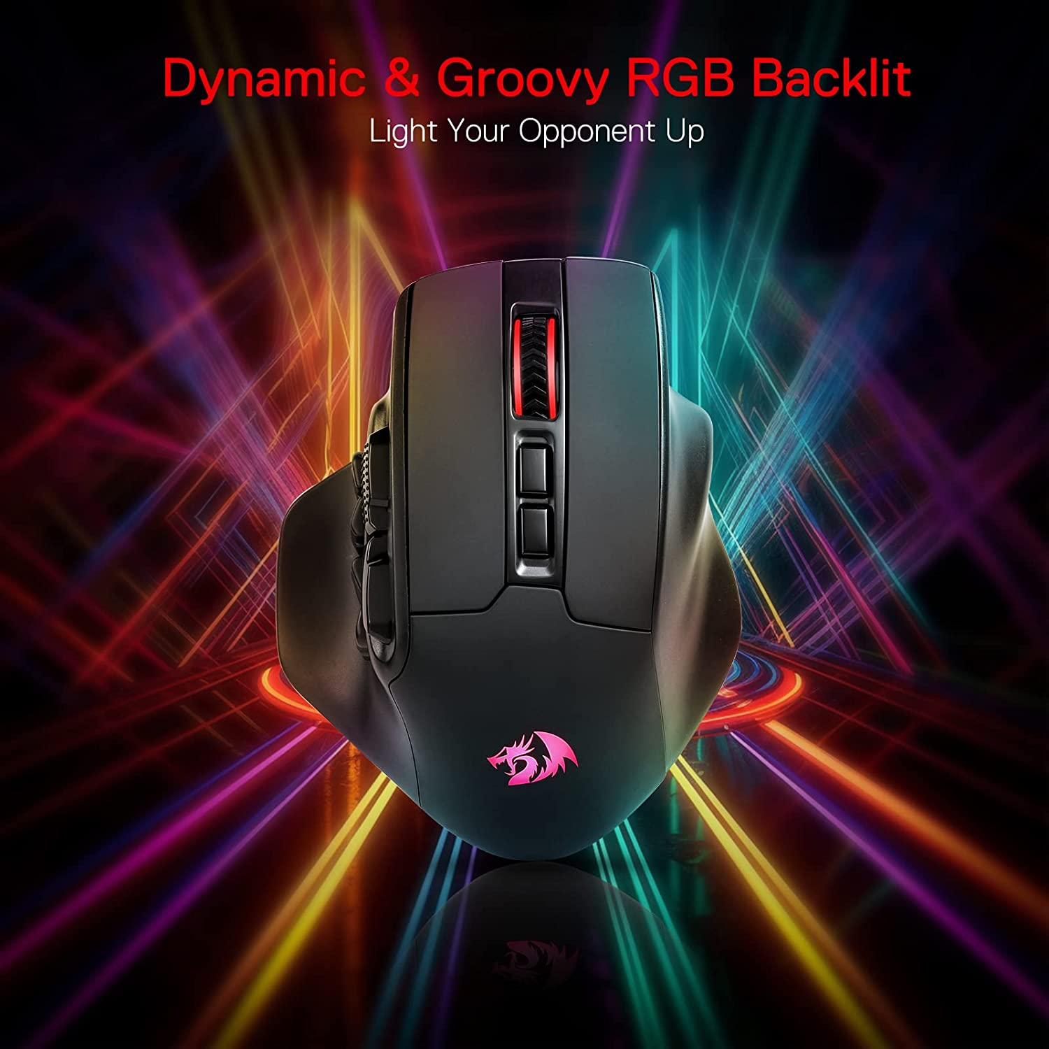 Redragon M811 PRO Wireless MMO Gaming Mouse, 15 Programmable Buttons RGB Gamer Mouse W/Ergonomic Natural Grip Build, 10 Side Macro Keys, Software Supports DIY Keybinds & Backlit image number 5