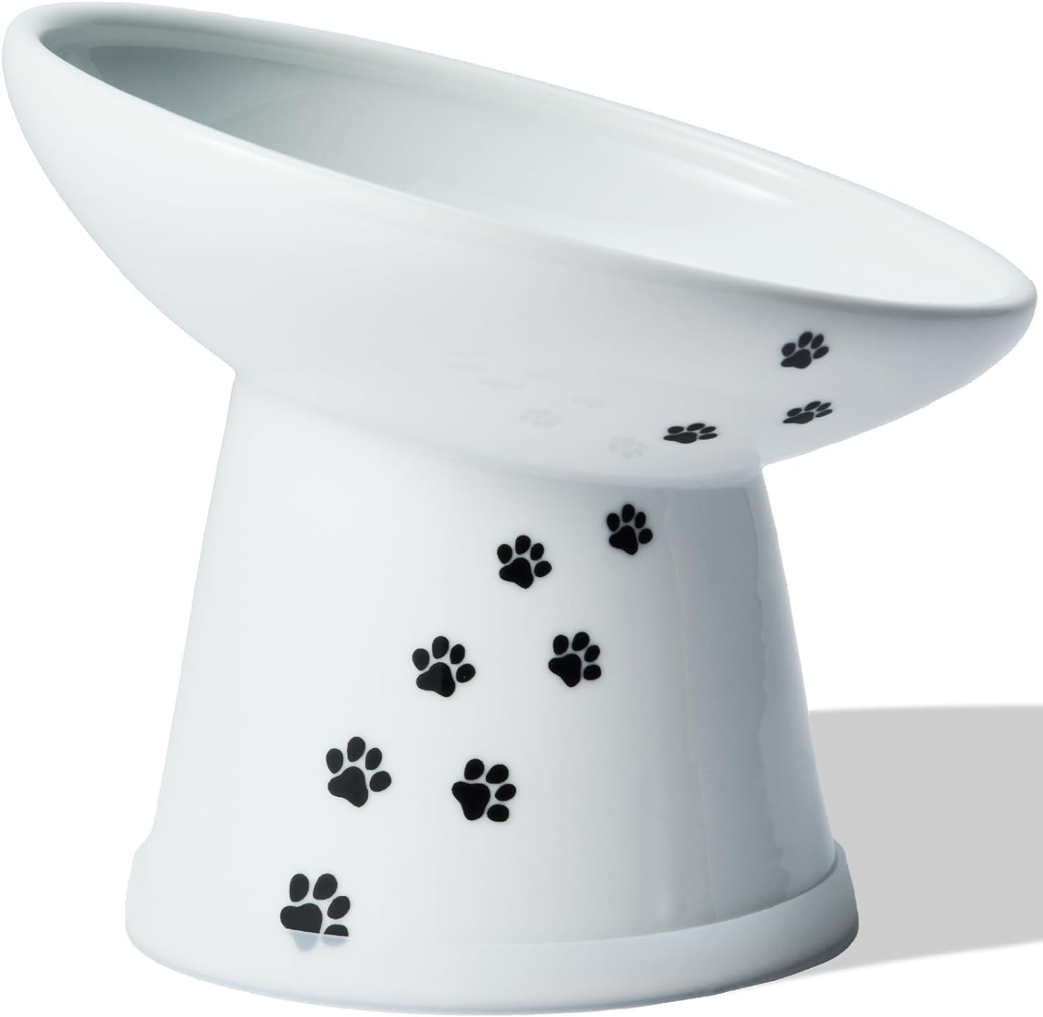 Necoichi Happy Dining Cat Foods Bowl with Legs Diagonal Type, Cat Pattern, Anti-Slip Silicone