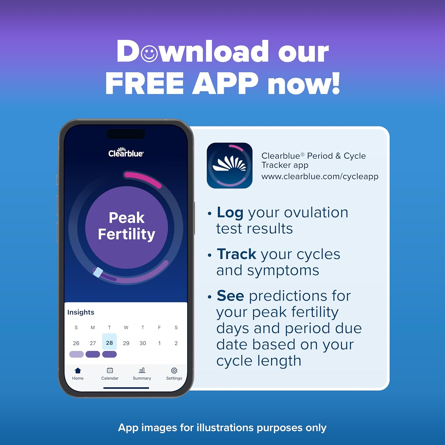 Clearblue Advanced Digital Ovulation Test Kit (OPK). Double Your Chances of Getting Pregnant, 1 Digital Holder and 10 Ovulation Tests, Try the FREE Clearblue Period & Cycle Tracker App image number 5