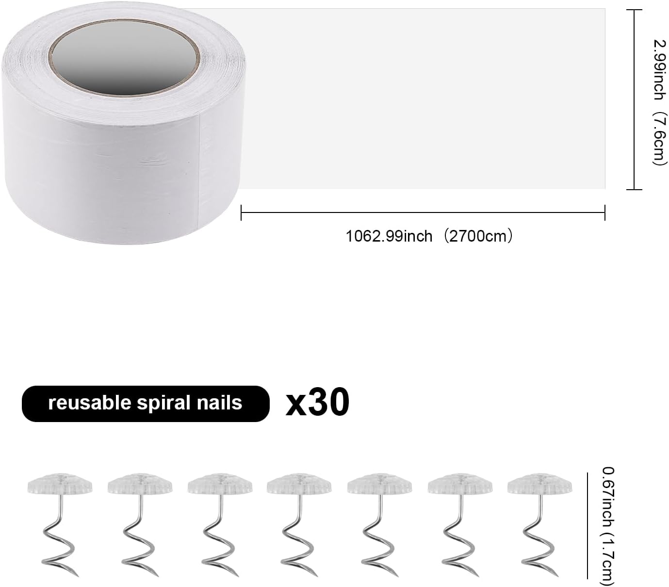 Cat Furniture Couch Protector, 20Cm X10M Self-Adhesie Cat Scratch Protector with 30 Spiral Nails for Protecting Upholstered Furniture Sofa (7.6Cm X 27M) image number 6