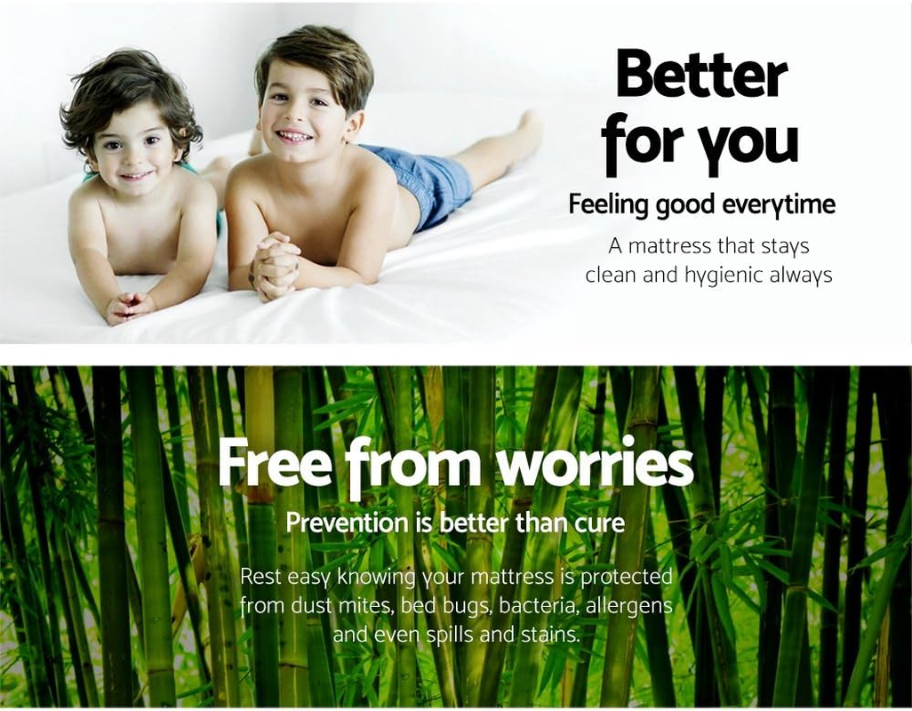 Giselle Bedding Queen Mattress Protector, Bed Sheets Cover Waterproof Bamboo Protectors Home Bedroom Furniture, Hypoallergenic Breathable Washable Antibacterial Covers White image number 3