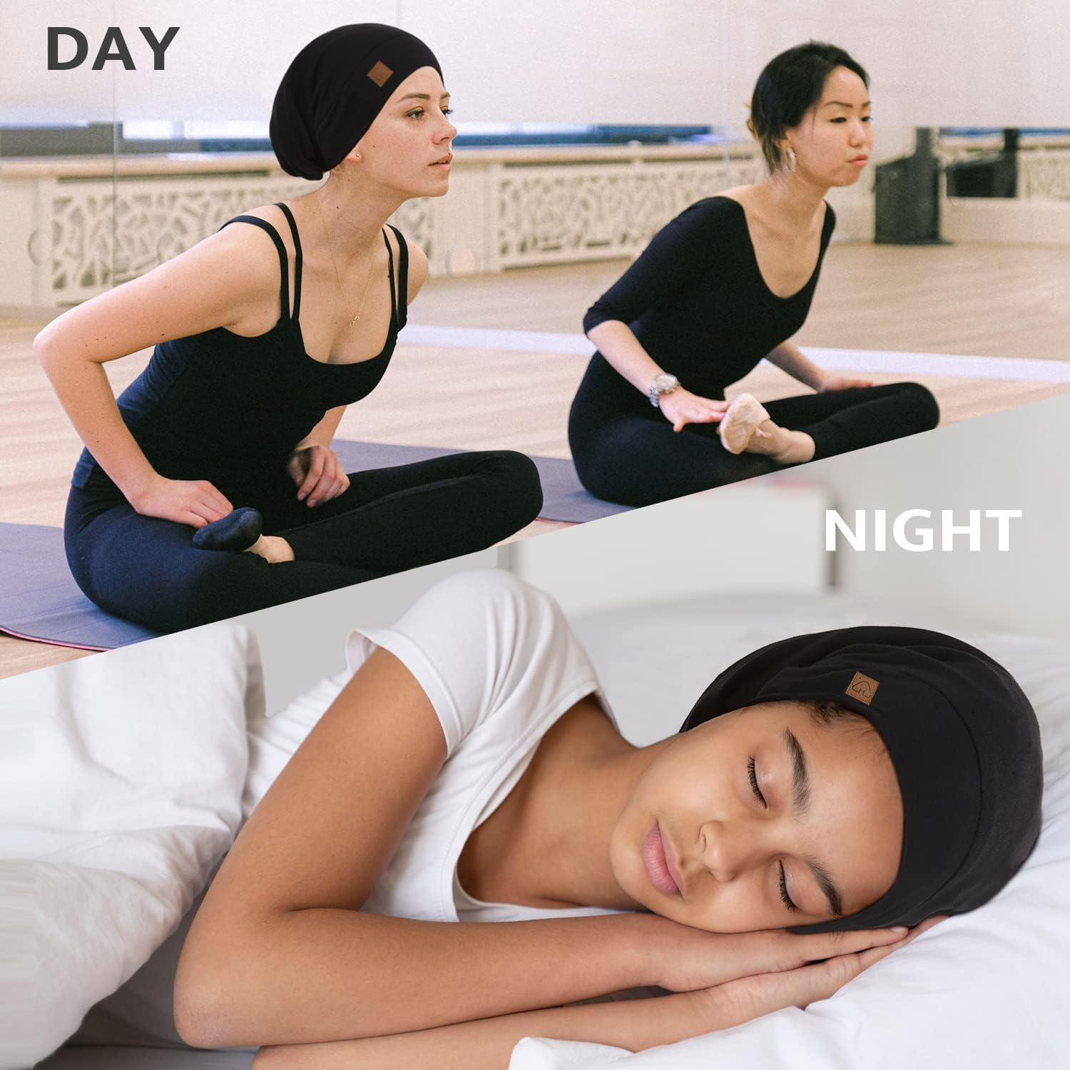 Hat Hut Silk Satin Lined Sleep Cap Bonnet for Curly Hair, Adjustable Satin Hair Wrap for Sleeping image number 6