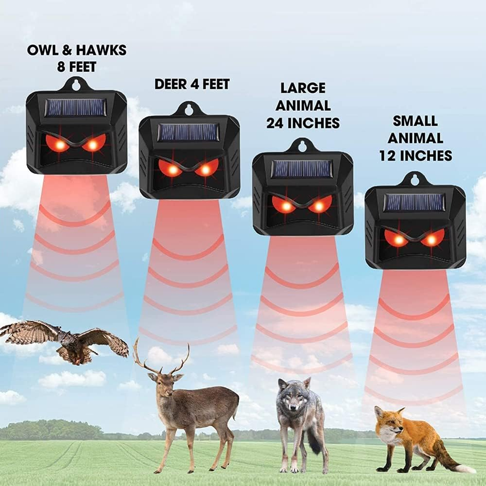 2 Pack Garden Solar Animal Repellent, Cat Repellent Fox Deterrents with Red LED Light, Raccoons, Deer, Motion Sensor Deterrent for Outdoor image number 1