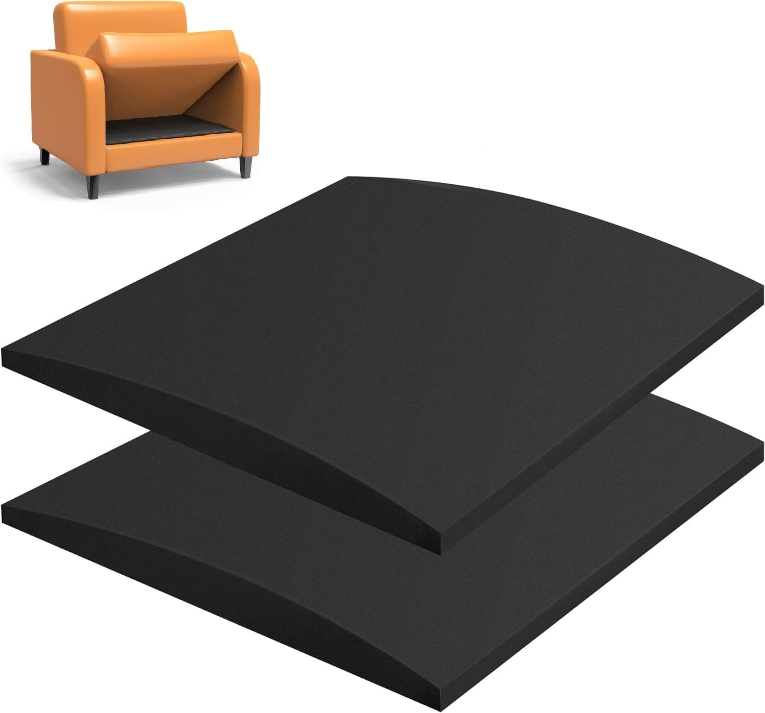 Couch Cushion Support for Sagging Seat, 20" X 20" High-Density Foam Sofa Cushion Support for under the Cushions, Sofa Cushions Replacement for Sectional Sofa (Black-2Pcs)