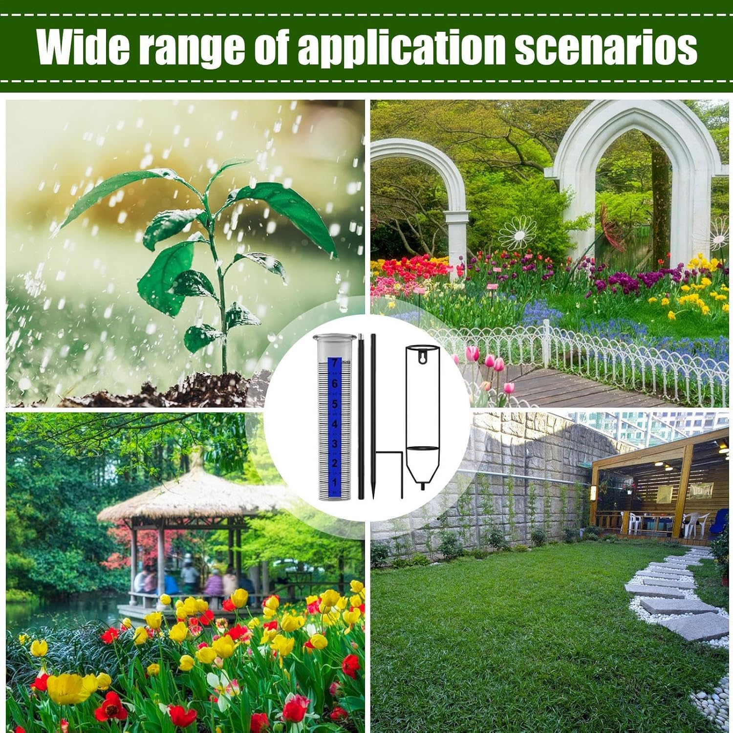 Rain Measure Gauge, Rainfall Meter, Accurate Rainwater Measuring Tool, Pluviometer for Terraces, Deck, Lawn, Fence, Yard, Farm, Garden, Greenhouse, Field, Patio, Weather Tracking image number 5