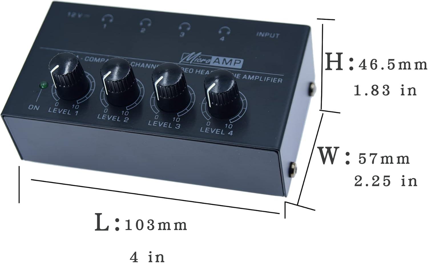 Stereo Input TRS Jack 1/4" in Splitter 4X Micro Amp 1 in 4 Out 1/4 Inch Headphone Amplifier 4 Channel Audio BOX (H400) image number 3