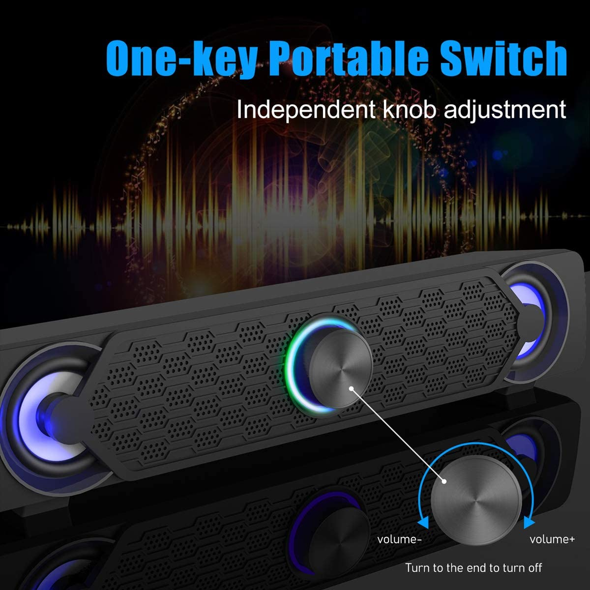 Computer Speakers,Smalodi PC Speaker Mini Led Soundbar Cool Design Perfect for Gaming Laptop Desktop Notebook image number 6