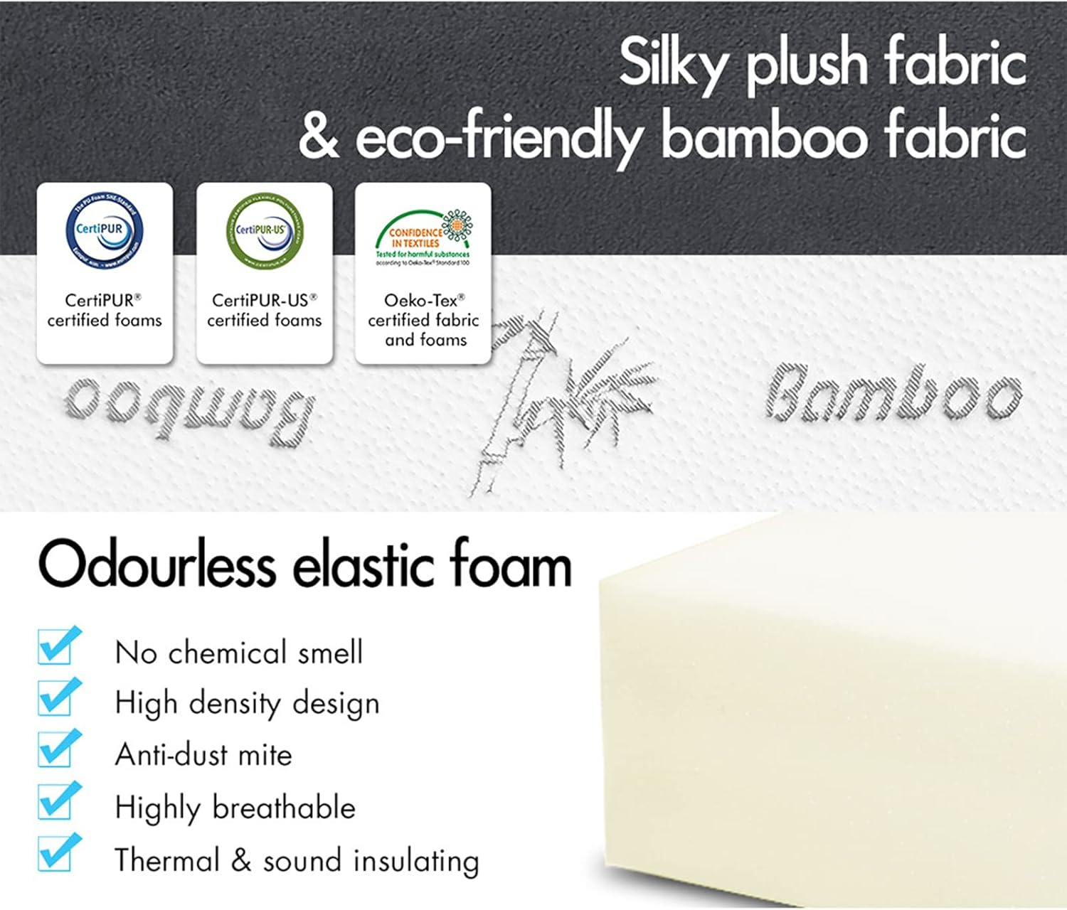 STARRY EUCALYPT Folding Mattress 180Cm X 70Cm X 10Cm Foldable Sofa Lounge Mat Pad Portable Single Mattress Floor Bed in Bamboo White for Home Office Camping and Travel Use(4B Bamboo White) image number 4