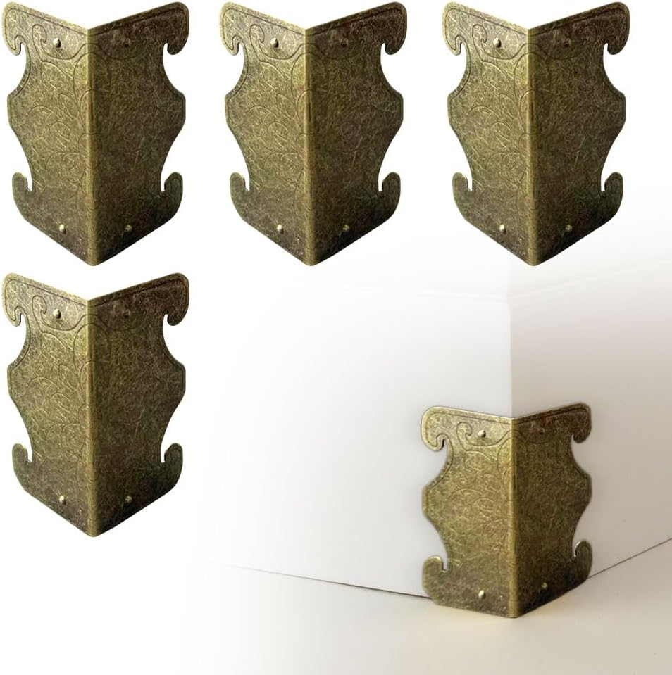 Skiffers Baseboard Corner Protectors, Skiffer Skirting Board Corner Protector, Solid Brass Skirting Board Corner Protectors, Vintage Metal Corner Protector Decorative Protector Cover (Bronze, 12PCS)