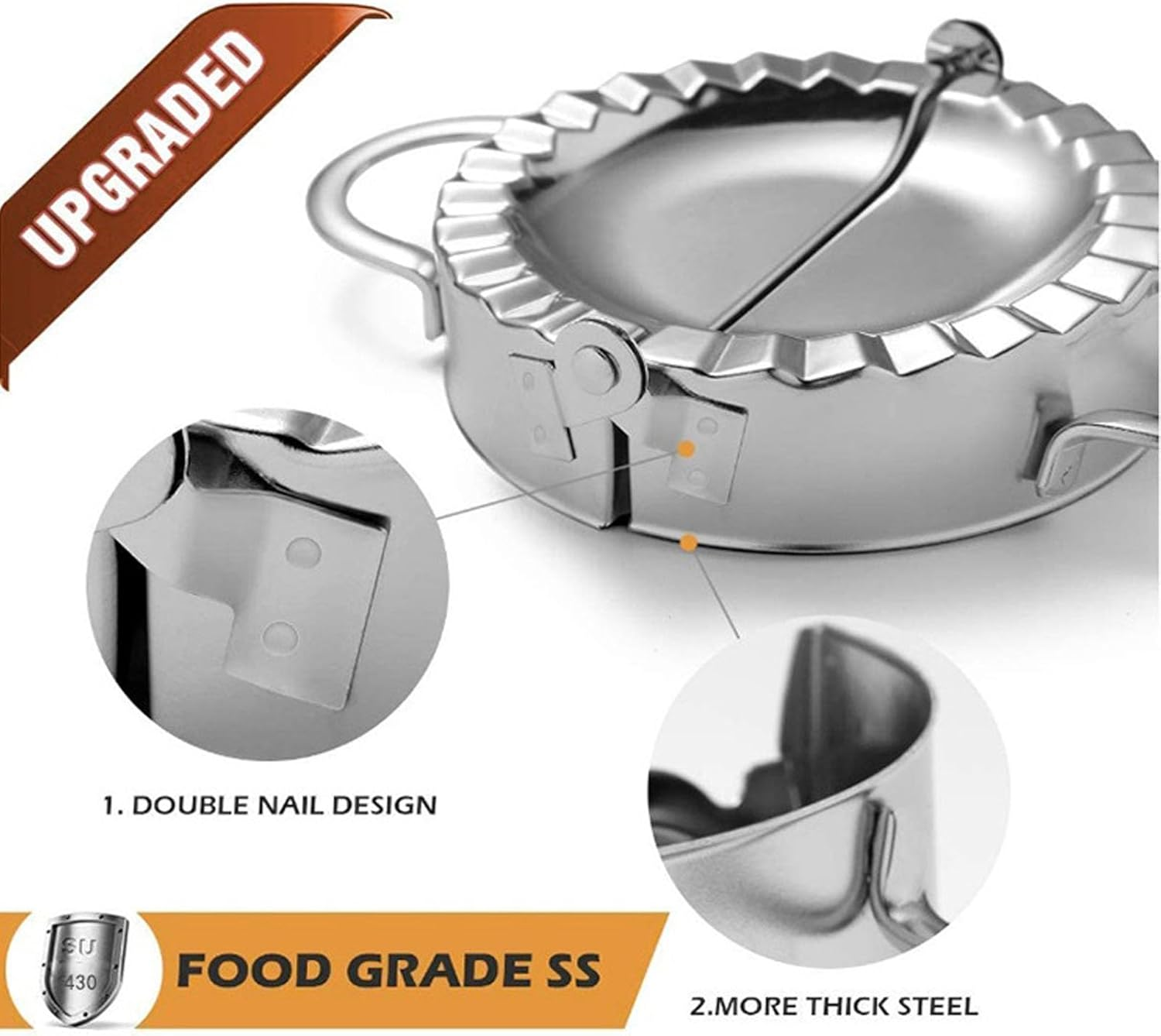 Ravioli Stamp Maker Cutter with Roller Wheel Set of 5, Wooden Handle Ravioli Maker Cutter with Roller Wheel, Pasta Press Wheel Dumplings Maker Tools image number 2