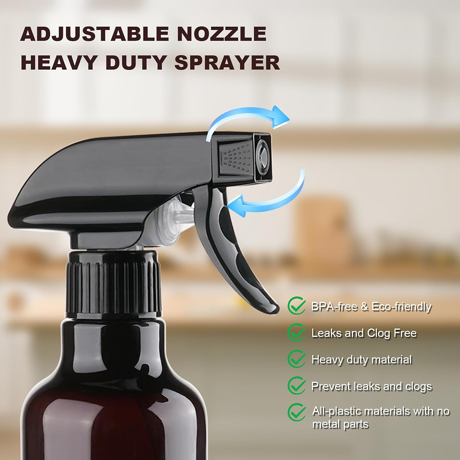 3 Pack Plastic Spray Bottles Empty Spray Bottle 10Oz/300Ml Heavy Duty Spraying Bottles Mist/Stream Water Bottle for Cleaning Solutions, Essential Oils, Hair (Amber) image number 3