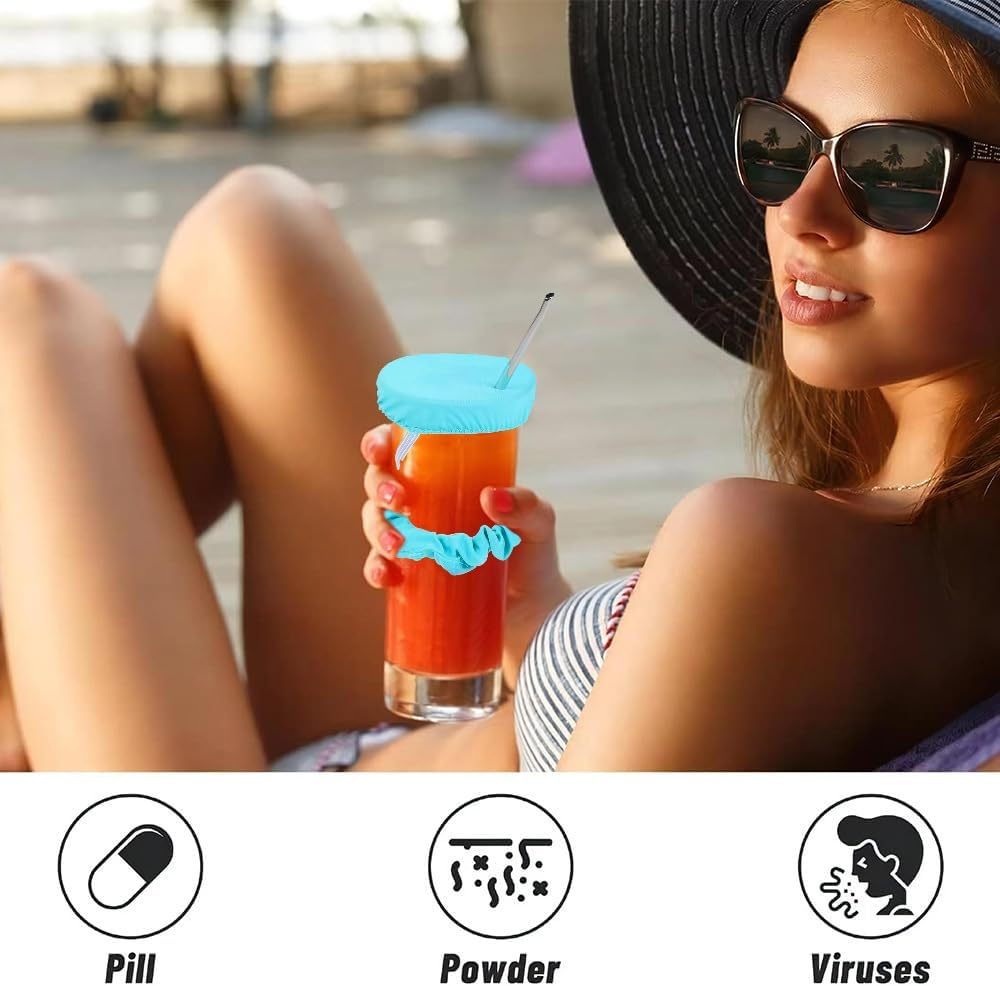 Drink Cover Scrunchie- the Reusable Drink Spiking Prevention Scrunchie (Black, One Size) image number 2