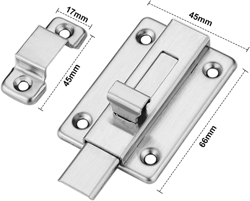 3 Inch Stainless Steel Door Bolts, 2 Pcs Door Locks, Slide Door Bolts for All Internal Doors, Bedroom Bathroom image number 6
