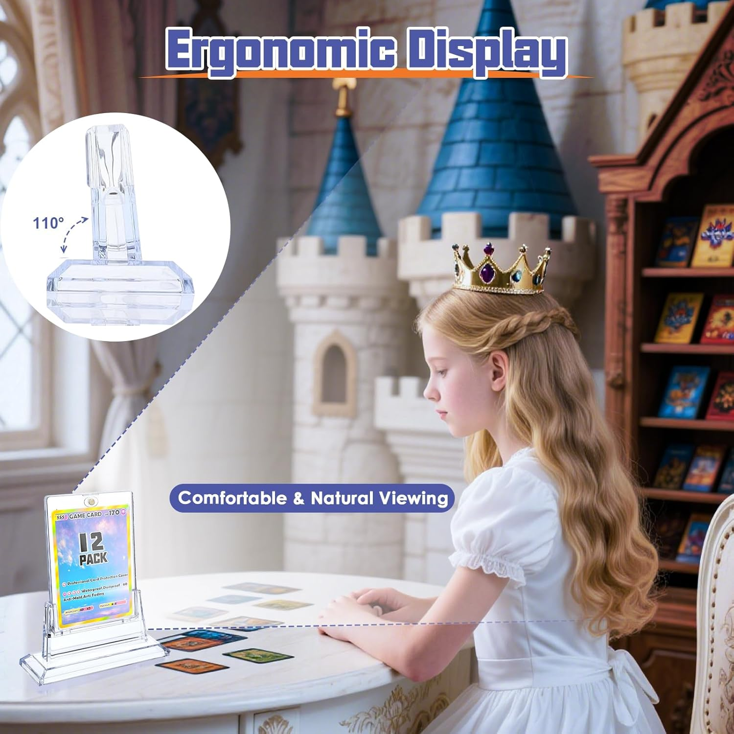 Cyperever 12 Pack Magnetic Card Holders for Trading Cards, 35Pt Acrylic Card Display Stand Hard Plastic Card Sleeves for Baseball Card Sports Cards, Game Cards, Standard Cards Storage and Display image number 6