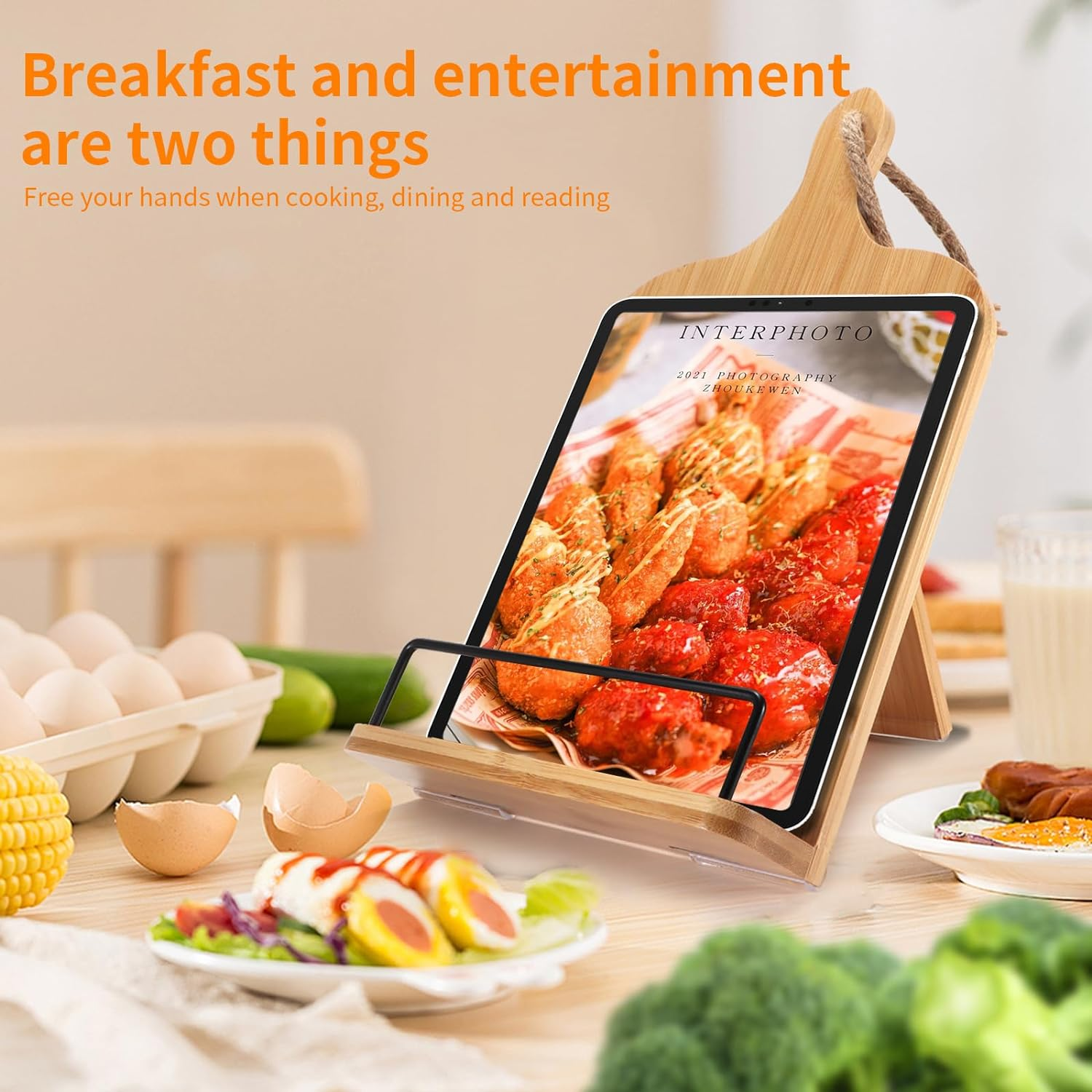 Bamboo Cookbook Stand,Recipe Book Stand with Measurement Conversion Chart,Unique Gifts for Women Mom Grandma Wife Sister Friends Mothers Day Anniversary,Essential Accessories for Holding Cookbooks