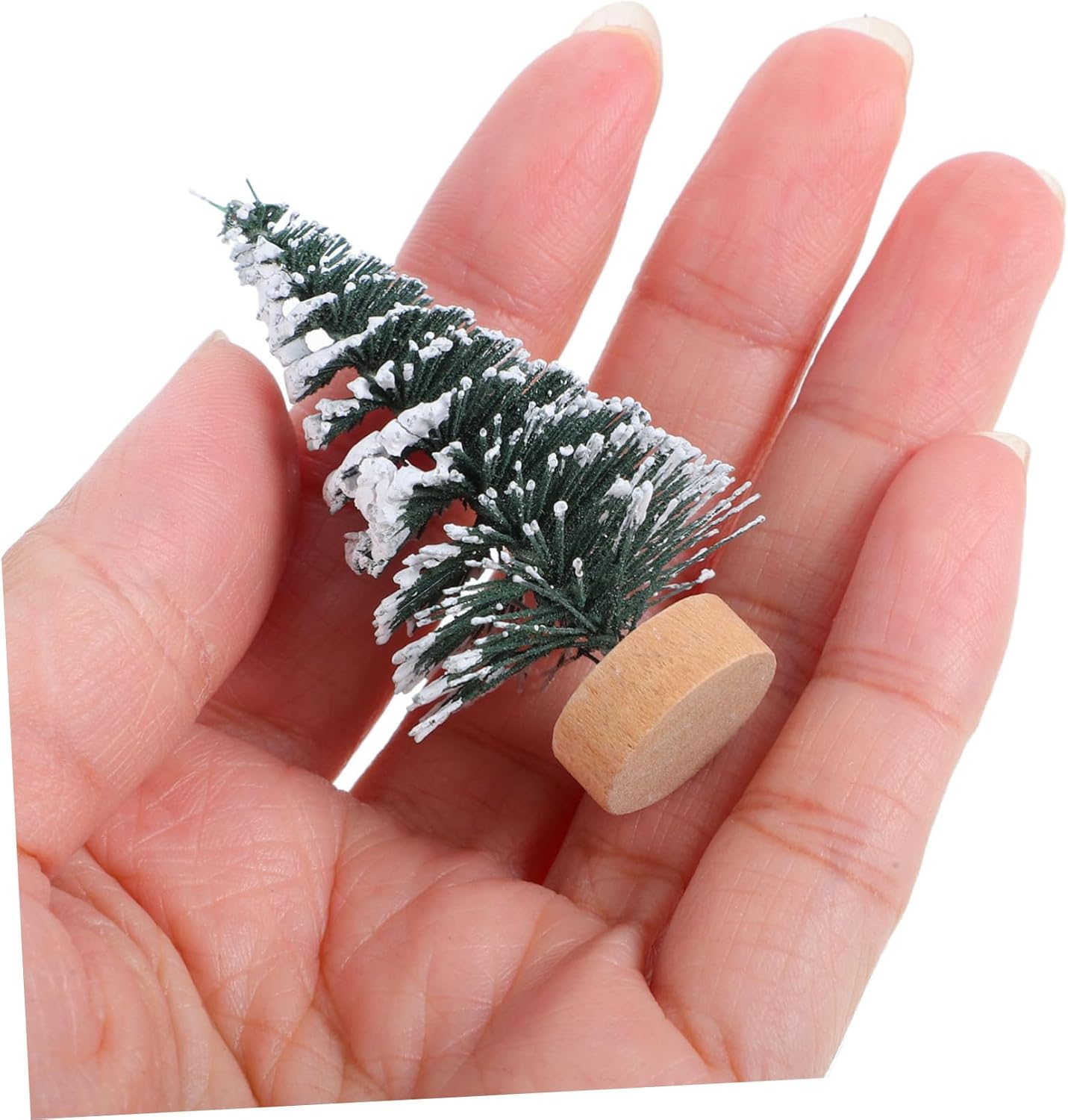 10Pcs 5Cm Mini Christmas Tree Decor with Snow Covered Pine Flocking, Desktop Xmas Party Ornament for Home Holiday Decoration