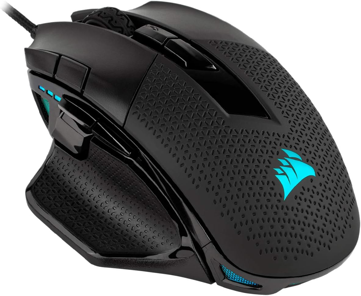 Corsair Nightsword RGB - Comfort Performance Tunable FPS/MOBA Optical Ergonomic Gaming Mouse with Backlit RGB LED, 18000 DPI, Black image number 2