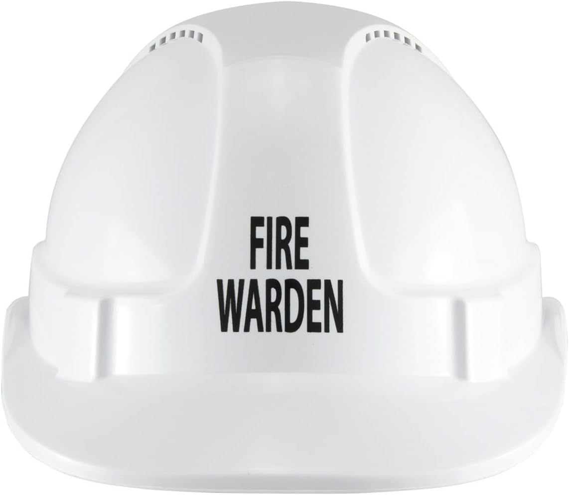 On Site Safety Hammer Head Fire Warden Print Vented Hard Hat, White