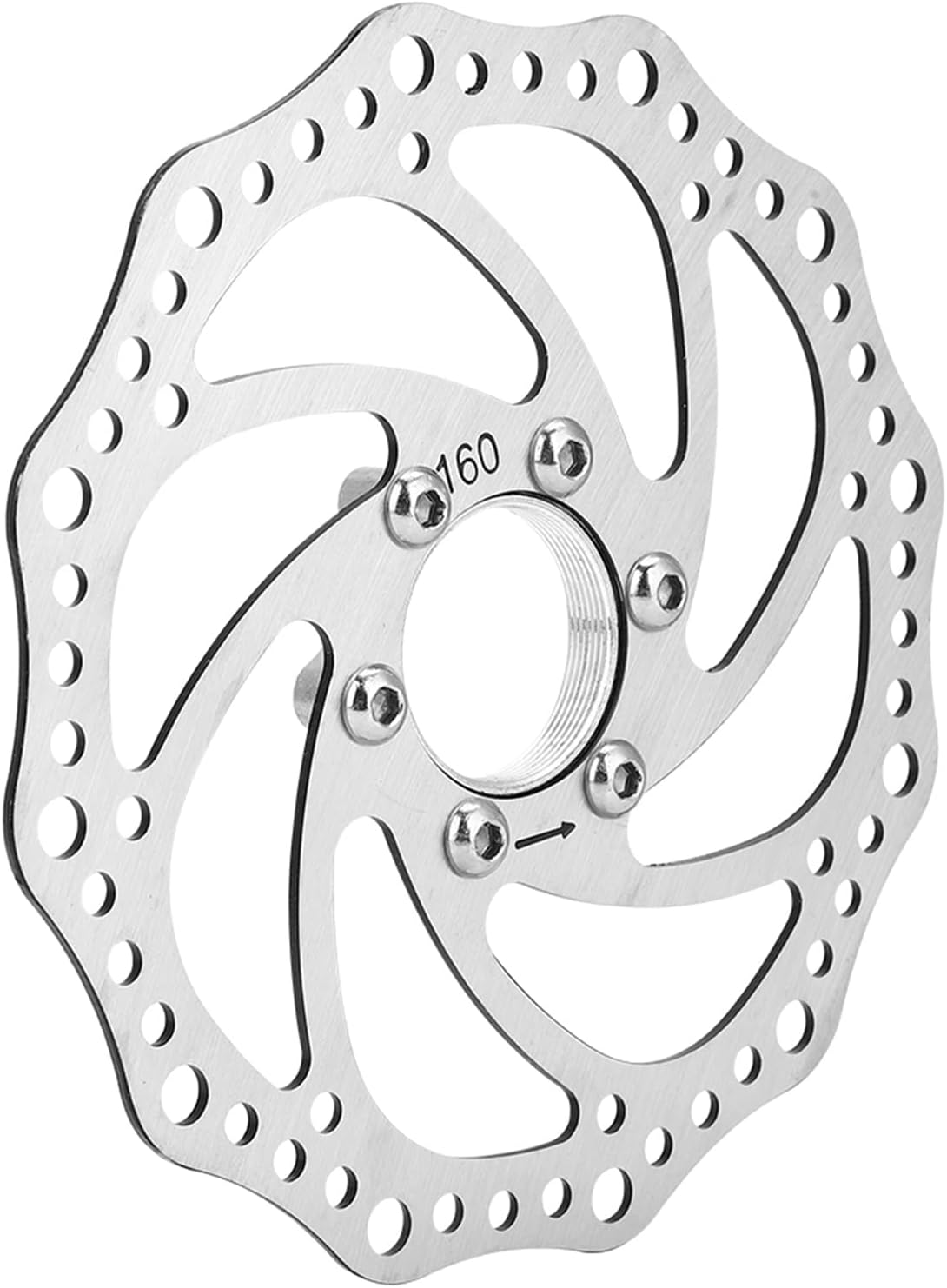 160Mm Stainless Steel Mountain Bike Disc Brake Rotor for Threaded Hubs Quick Installation Direct Replacement for Outdoor Cycling Enthusiasts image number 2