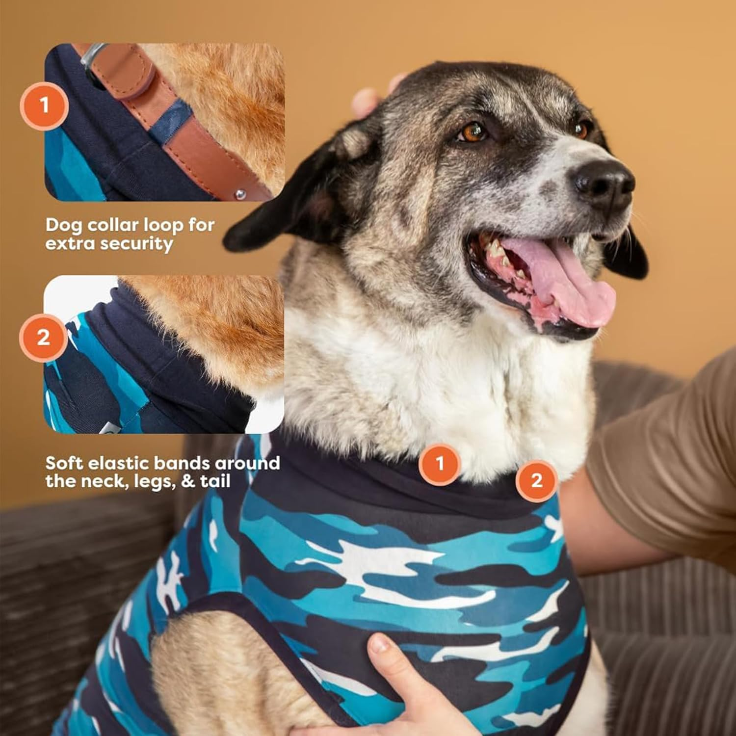 Suitical Recovery Suit Dog, Xx-Small, Blue Camouflage image number 3