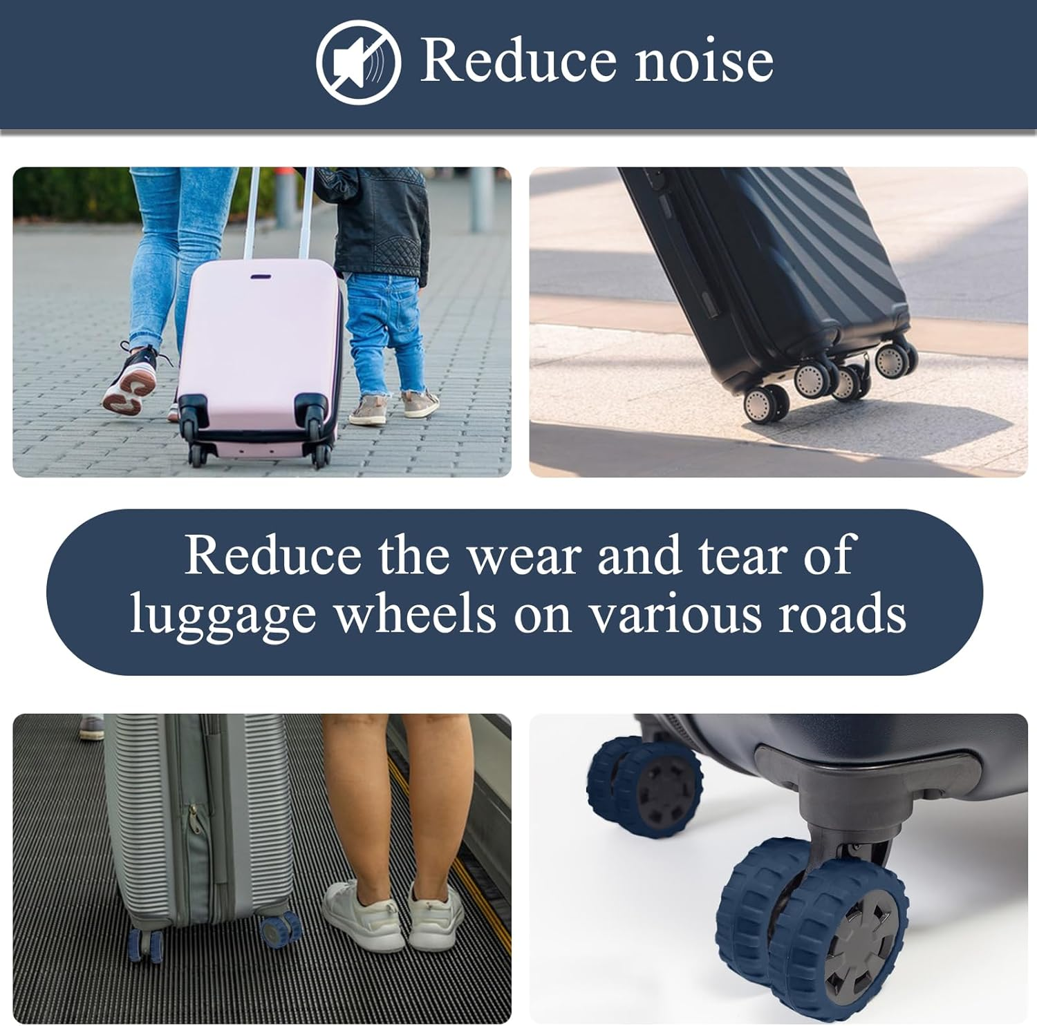 Homiliky 8-Pack Silicone Luggage Wheel Covers | Universal Fit, Anti-Scratch Protection for Suitcase Wheels