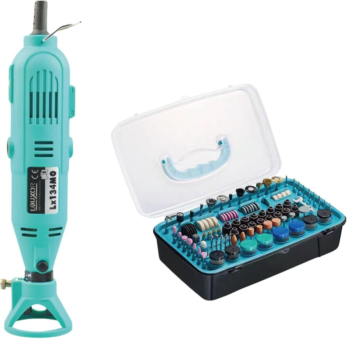 Leona Co 388 Piece Corded Power Rotary Tool Kit Set. Multi Tool with Dremel Compatible Bit Accessories. Drill, Cut, Trim, Grind & Sand in DIY Repairs, Hobbies & Craftwork image number 5