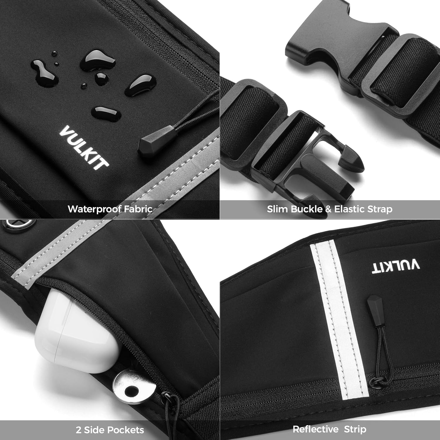 VULKIT Slim Running Belt for Women & Men, Cell Phone Holder for Running, Workout Fanny Pack, Running Bag, Money Belt, Runners Essentials Gear Accessories, Fits All Phones, Running Pouch for Men, Black - Pink image number 6