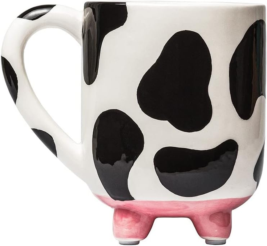 SWEETLO Cow Coffee Mug with Udders - Cow Print Cup Gift - 15Oz Ceramic Taza De Vaca image number 2