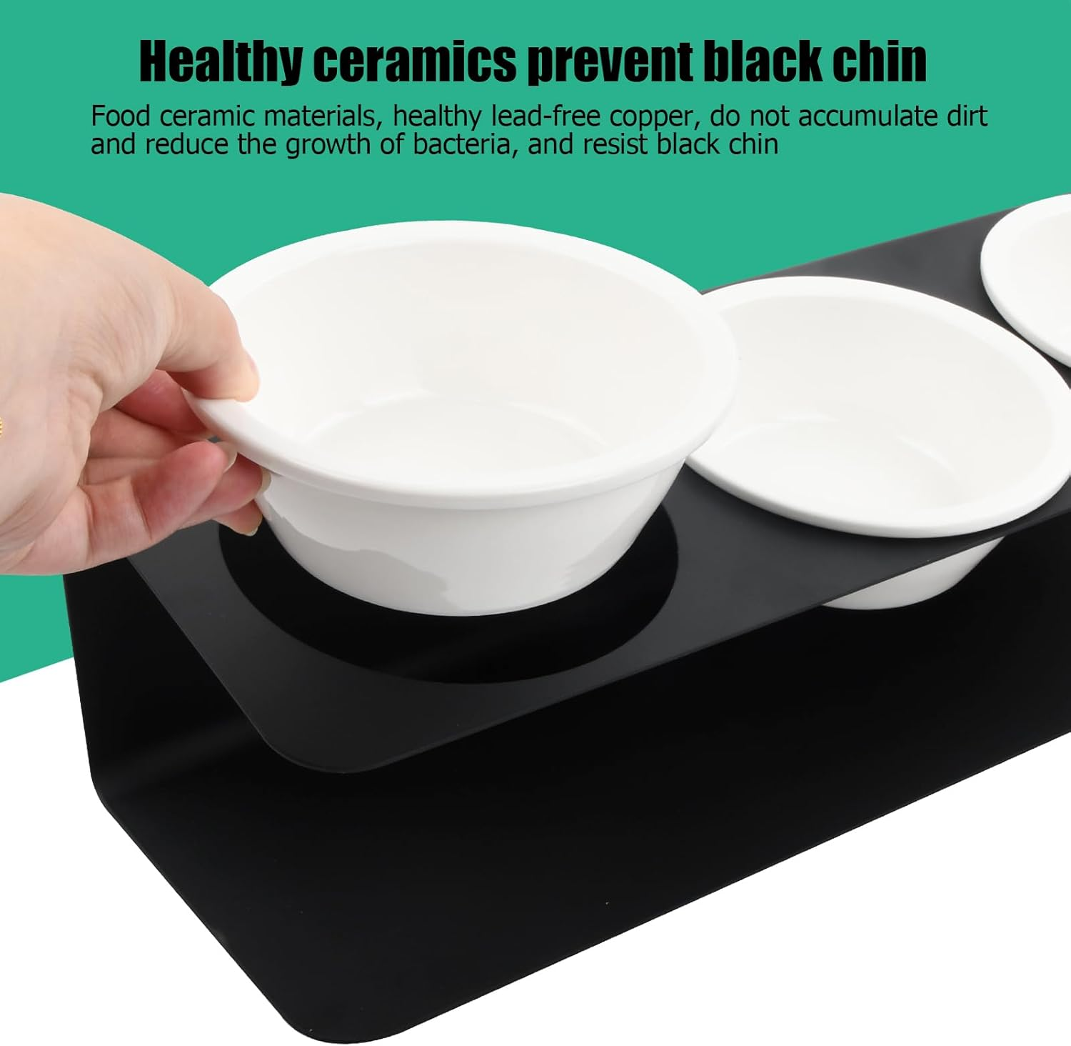 Raised Cat Bowl, Set of 3, 300 Ml, 15&deg; Tilted Ceramic Feeding Bowl, 43 X 14.5 X 11 Cm, Cat Feeding Station, Cat Bowl Set, Cat Feeding Bowl, Raised Feeding Bowls for Small Dogs Cats image number 3