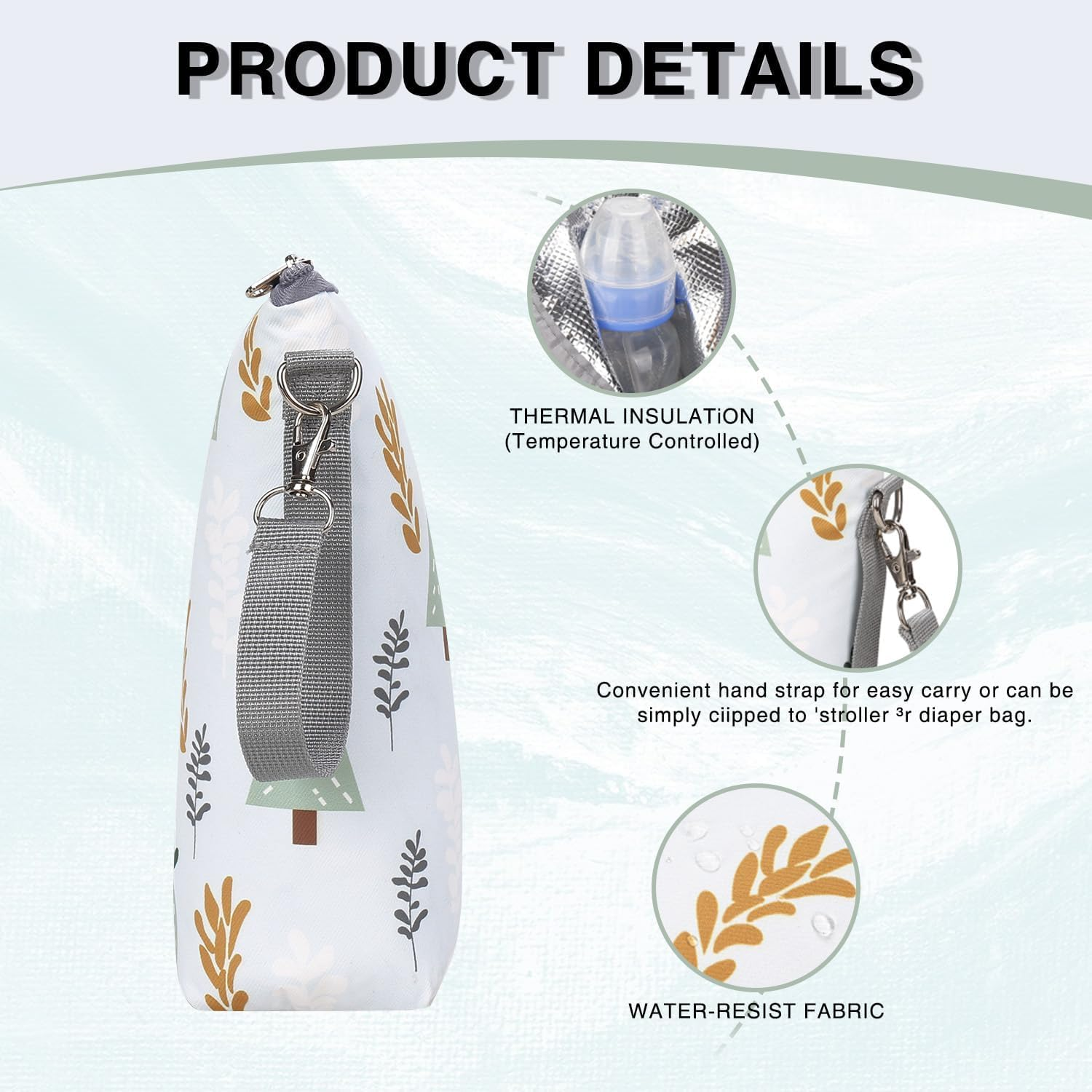 Portable Insulated Baby Bottle Bag, Bottle Warmer Bag for Backpacks, Strollers, Travel and Outdoor Activities image number 2