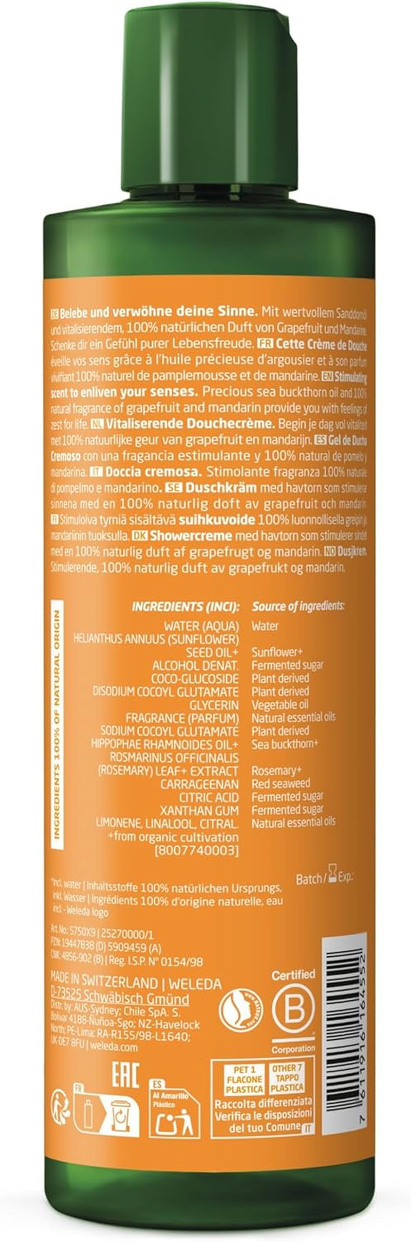 WELEDA Vitality Shower Cream - Sea Buckthorn 400Ml | Natural Body Wash | Zestful Fragrance | Vegan image number 3