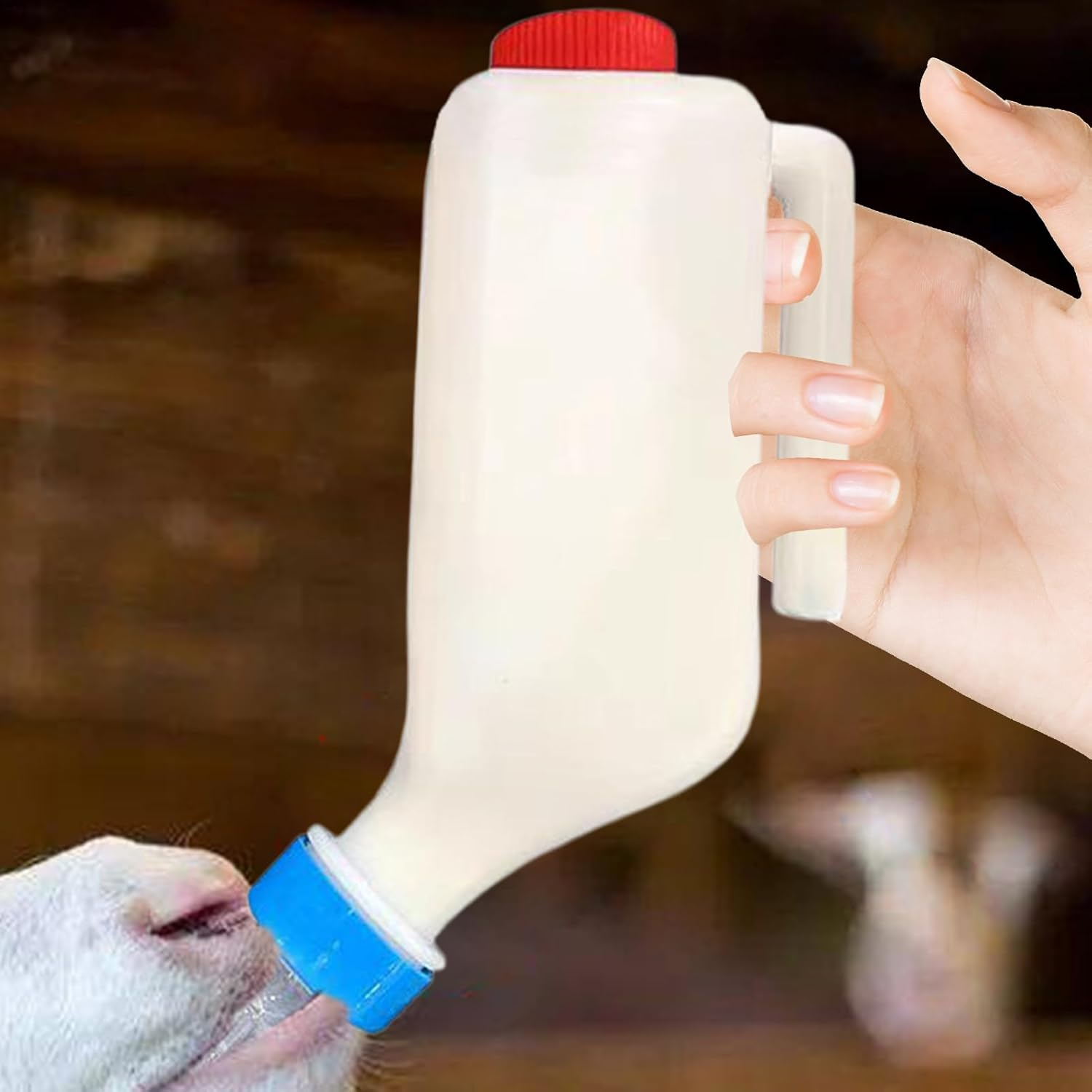 2PCS Lamb Feeding Bottle, 500/800ML Goat Calf Feeding Teats Bottles with Hand Grip, Sheep Feedings Bottles, Lamb Milk Feeder Bottle with Nipple for Dogs, Cow, Sheep image number 2